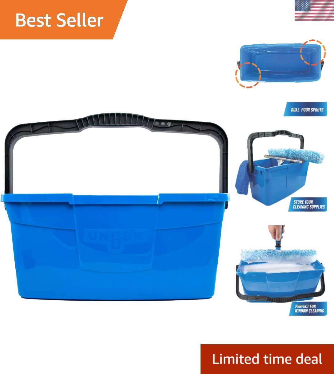 Versatile 3 Gallon Plastic Mop Bucket with Measurement Marks & Comfort Handle