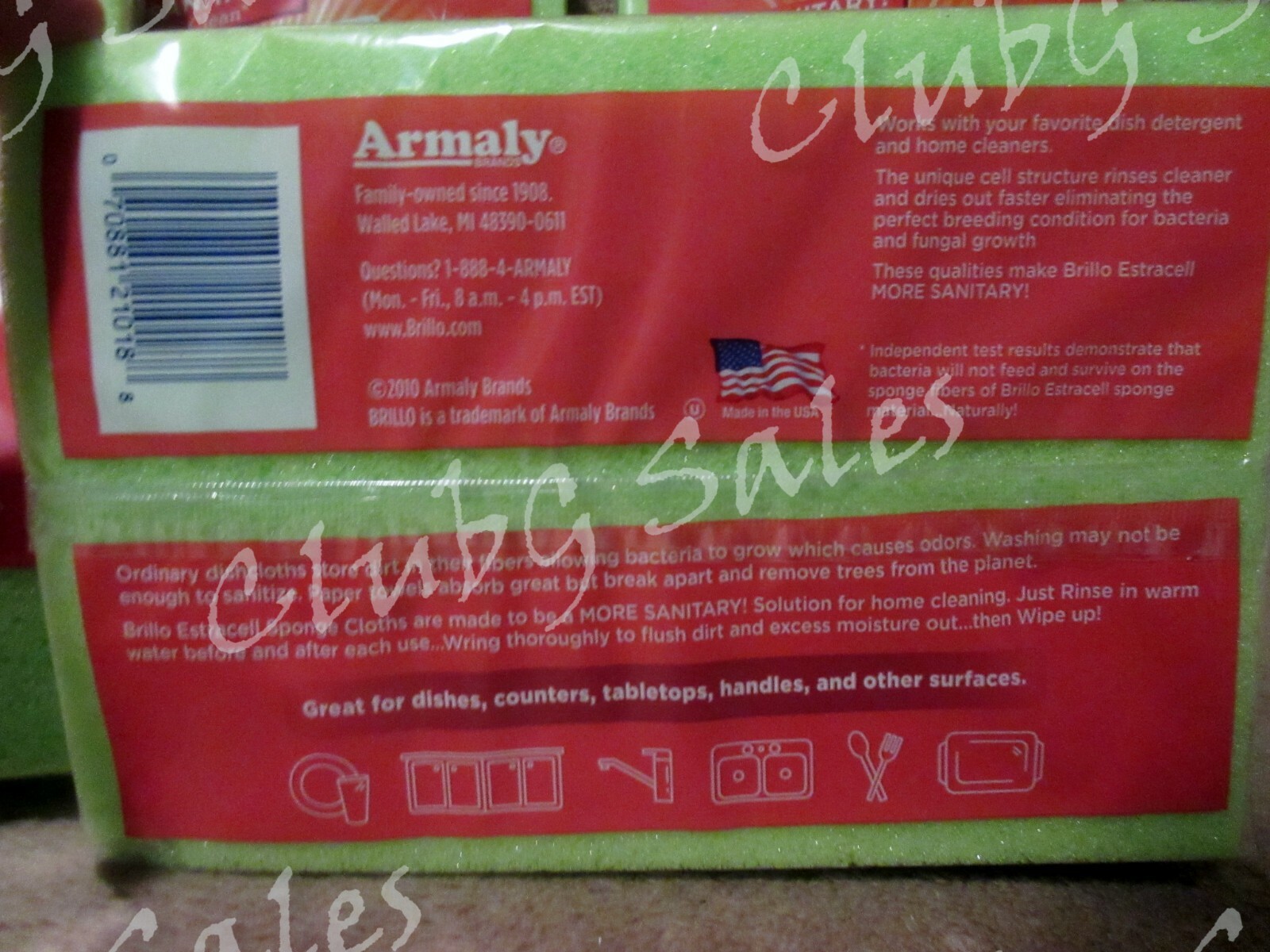 Lot of 5 Brillo Estracell Sponge Clean Cloth 6 Pack Reusable Non-Abrasive