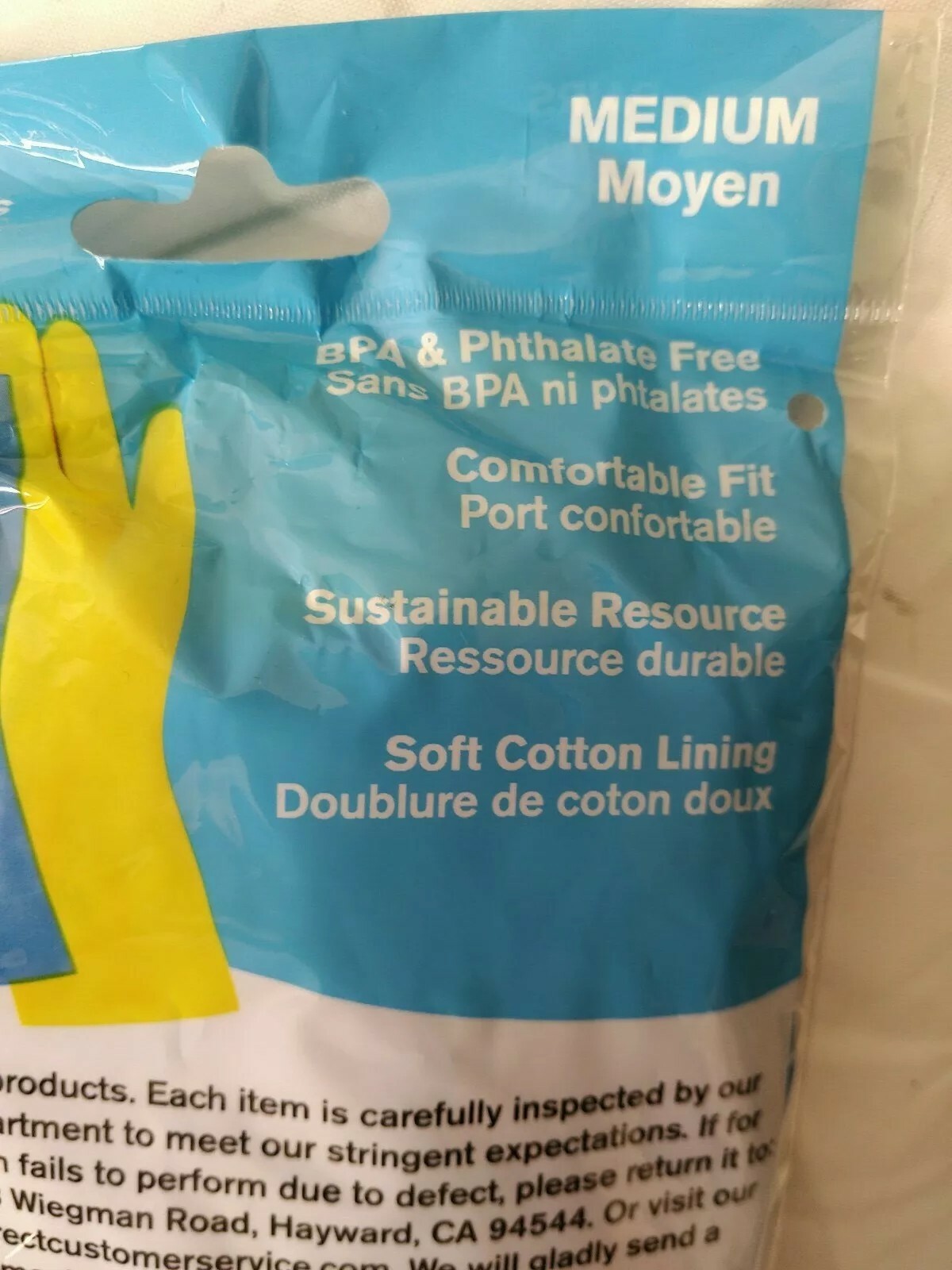 Qty 6 Pairs (3 Packs x 2) Natural Latex Household Gloves Yellow/Blue Medium SM5