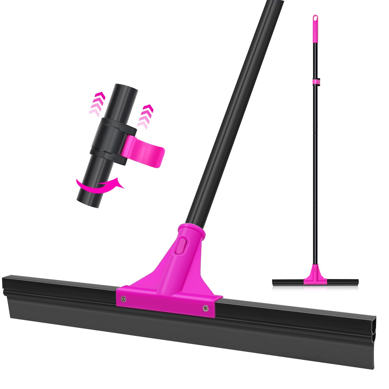 Floor Squeegee Heavy Duty with 58.3 inches Long Handle, Rubber Foam Water Scr…