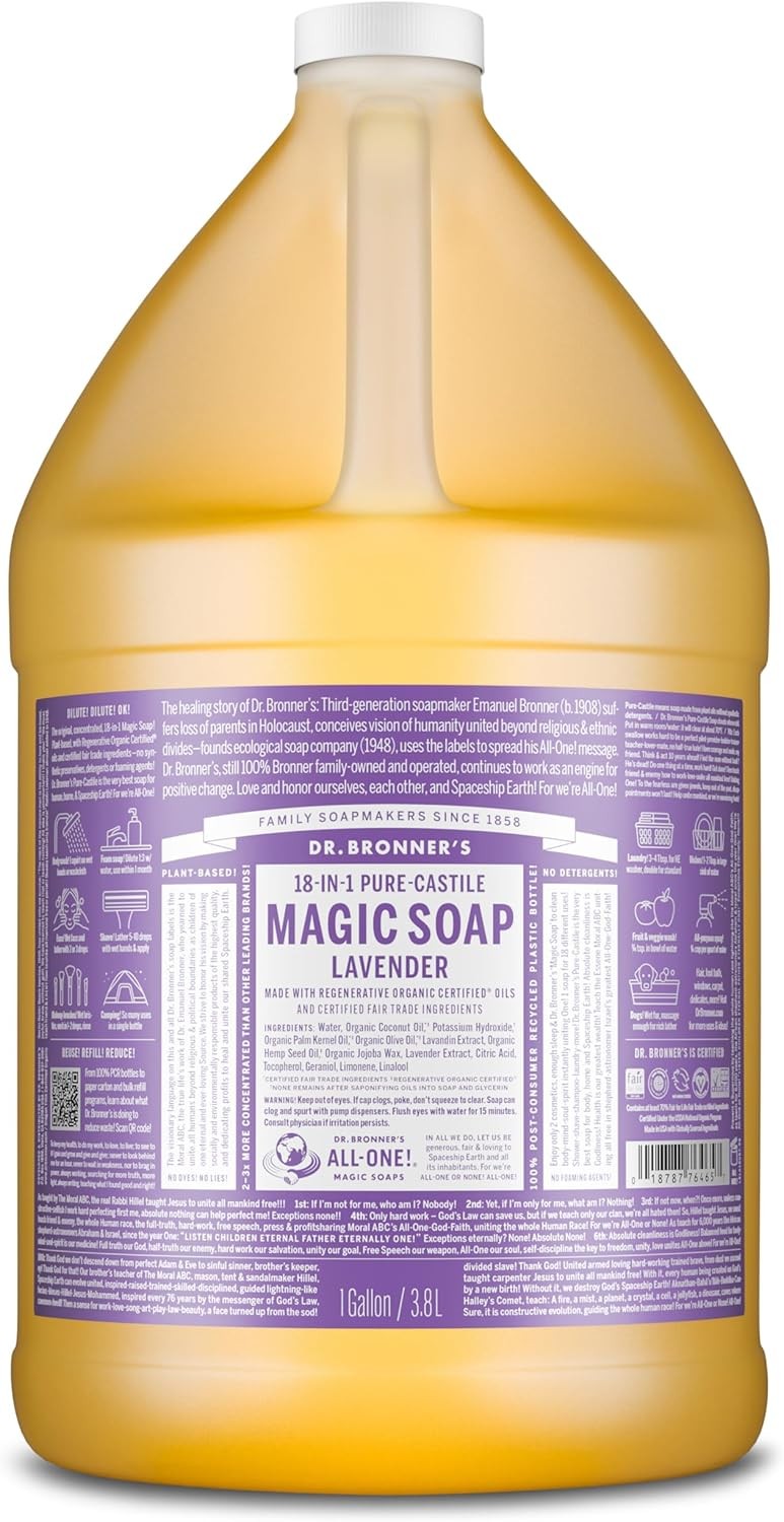 Dr. Bronner’s Pure-Castile Magic Soap Liquid (Lavender, 1 Gallon) ?C Made with