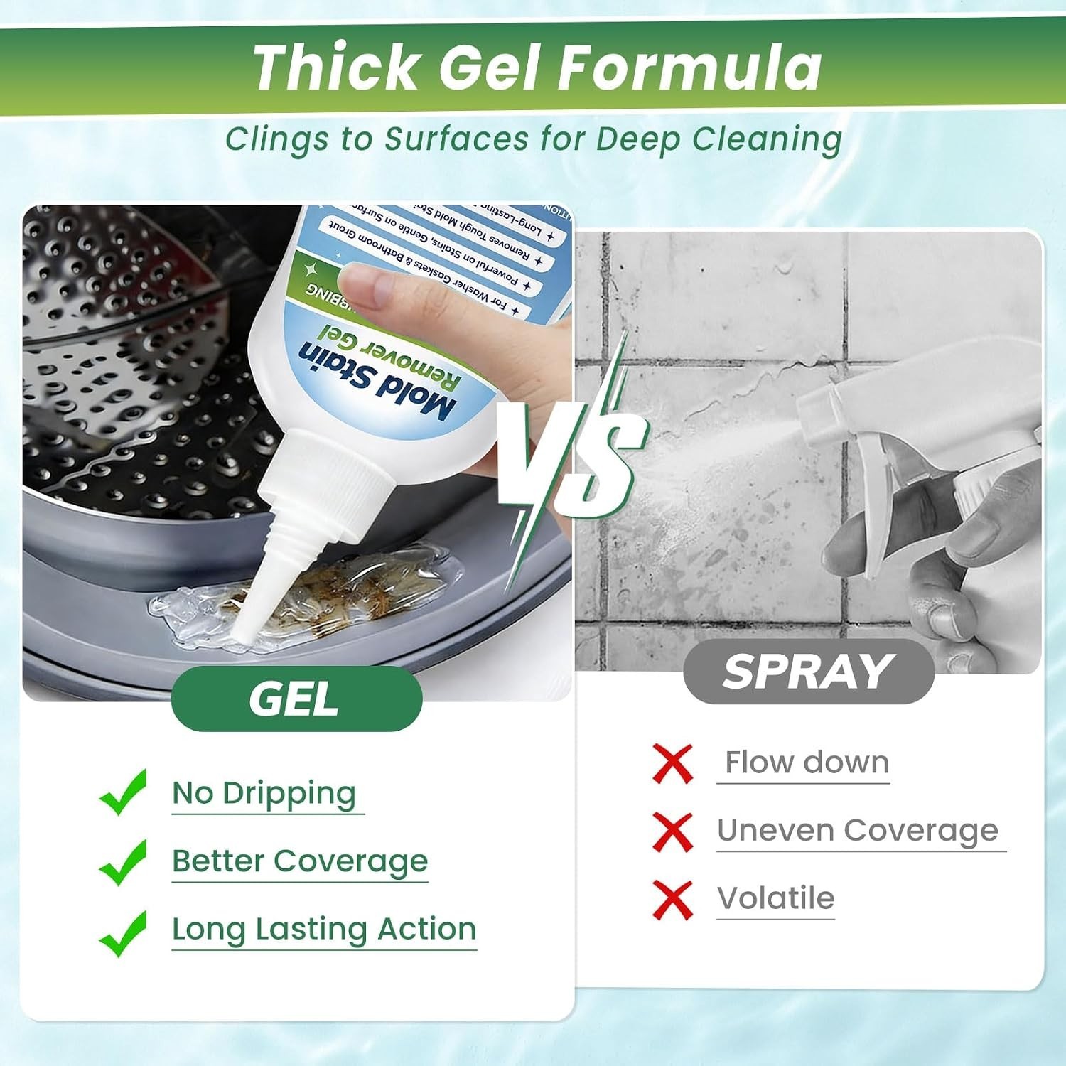Mold-Stain Remover Gel for Washing Machine Seal & Bathroom – Low Odor Gel for…