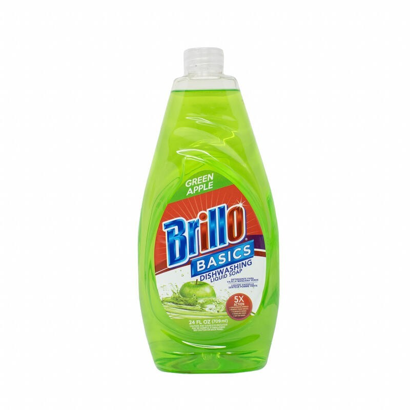 Brillo Basics Green Apple Dish Soap (2-Pack) + Scrub Sponge 3 Piece Cleaning Kit