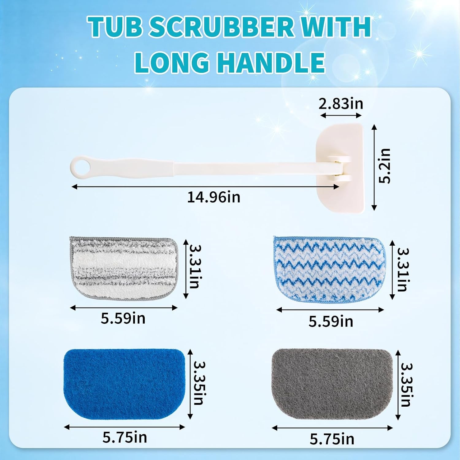 Long Handle Tub Scrubber Brush Durable Cleaning Brush Scrubber Tool Versatile