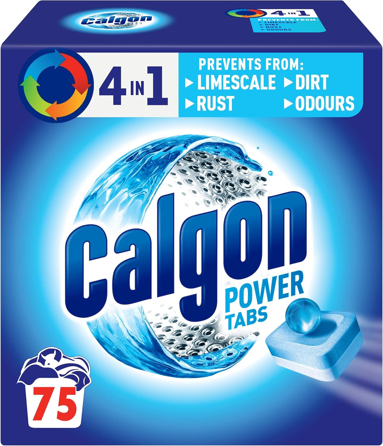 4-In-1 Washing Machine Cleaner and Water Softener Tablets, 75 Count, Removes Li