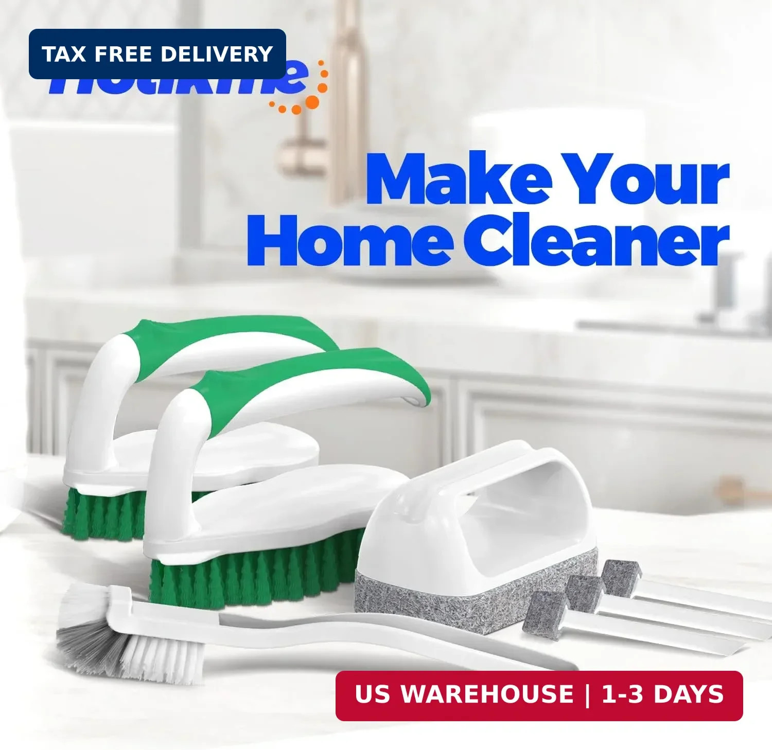 Holikme 7 Pack Deep Cleaning Brush Set, Scrub Pads with Scraper Tip for Pool Wal