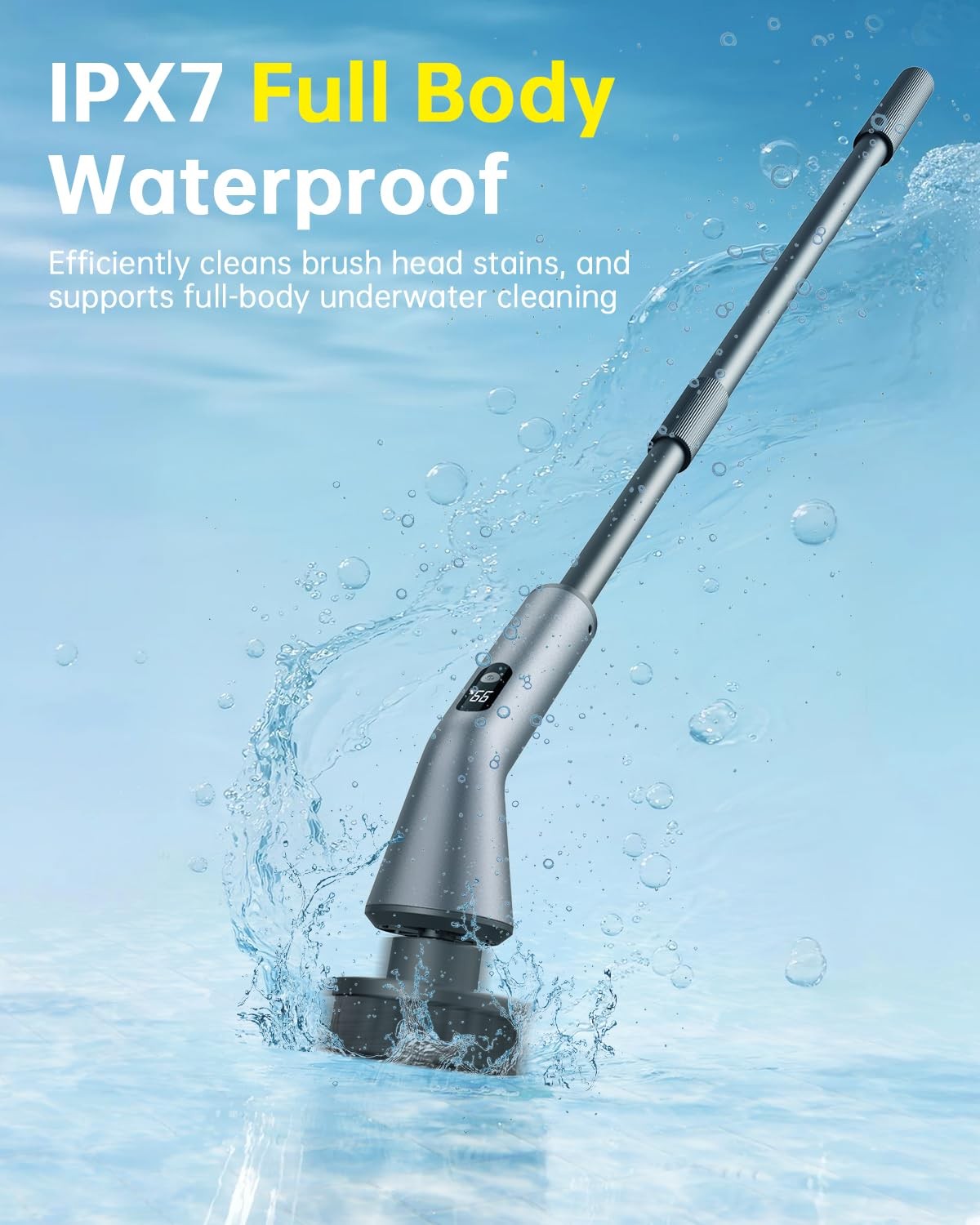 Spin Scrubber, IPX7 Waterproof 2-Speed, Extendable Long Handle Cordless Clean…