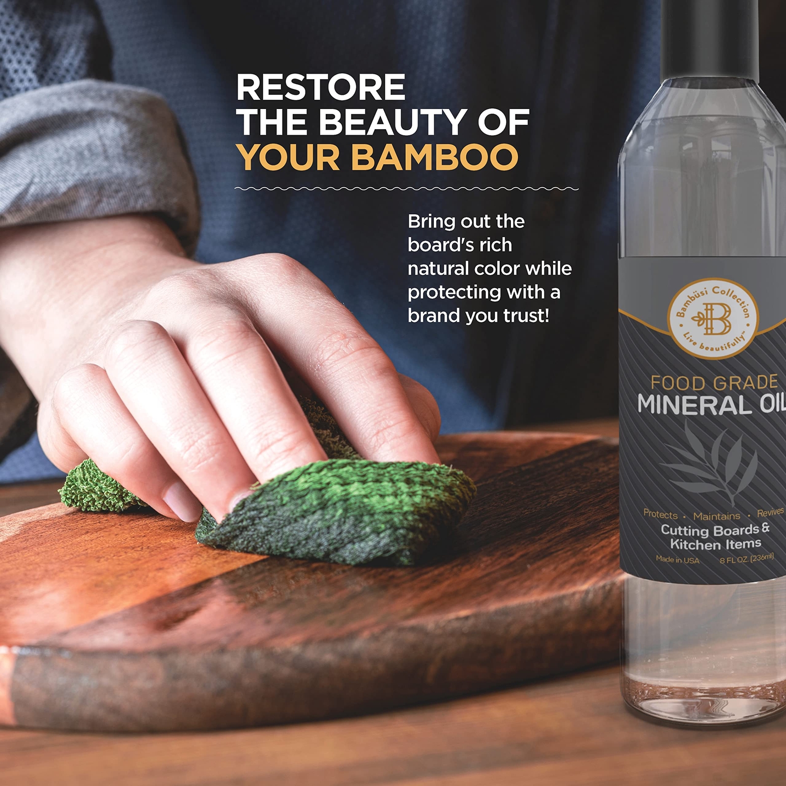 Cutting Board Oil – 12oz Food Grade Mineral Oil for Wood Cutting Board