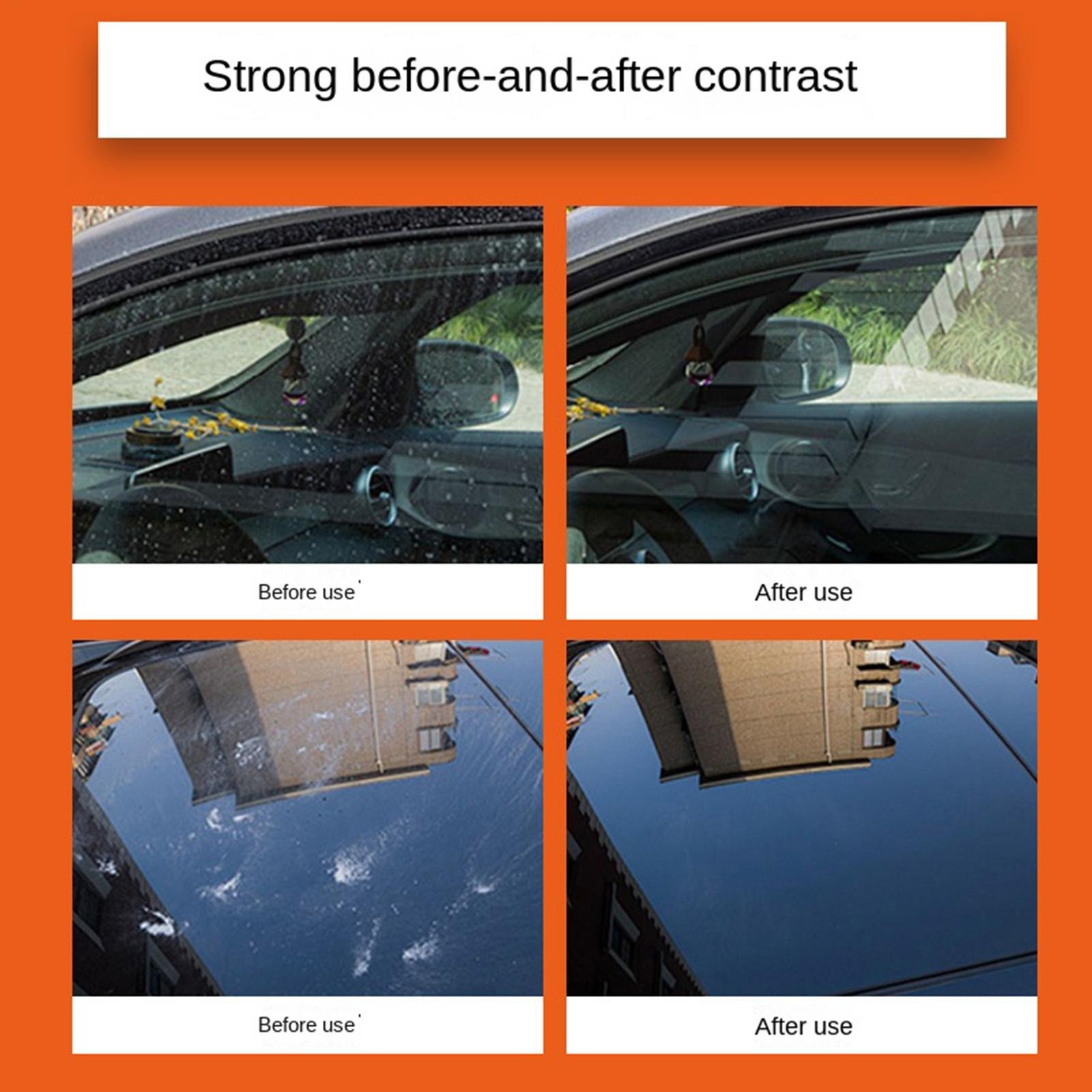 Car Glass Oil Film Remover Cleaning Emulsion 2-in-1 Anti-Glare Hydrophobic Brush