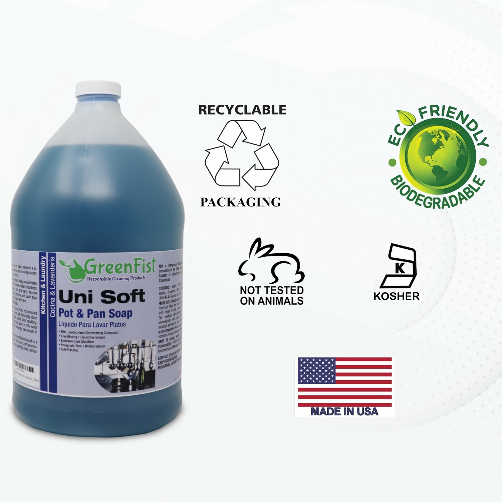 Unisoft Professional Hand Dish Detergent Soap Kitchen Pot & Pan Liquid ,1 Gallon