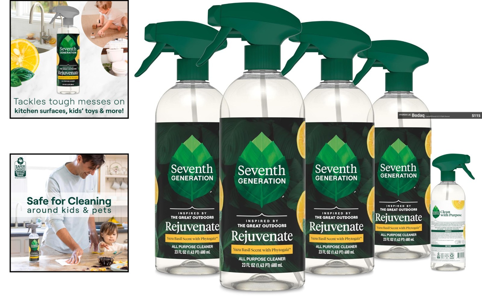 Eco-Friendly Seventh Generation Yuzu Basil All-Purpose Cleaner, 92 fl oz Total