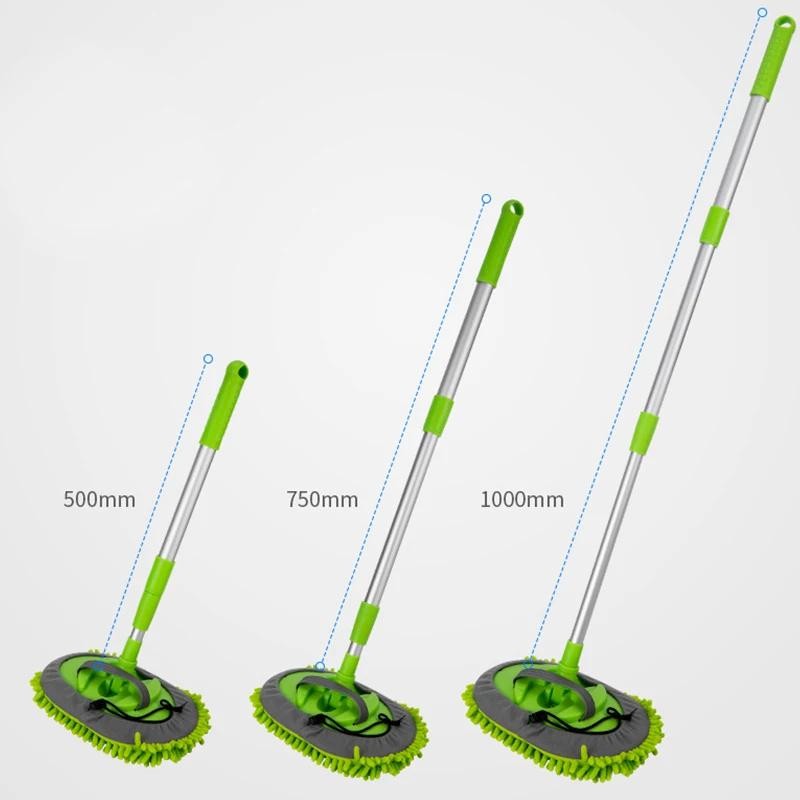 2in1 Telescopic Car Wash Brush Chenille Mop Long Handle Auto Cleaning Accessory