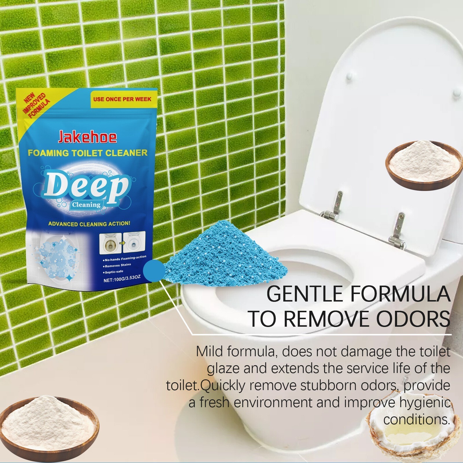 Splash Foam Toilet Bowl Stains Cleaner Powder 100g Remove Odor Stains Fresh