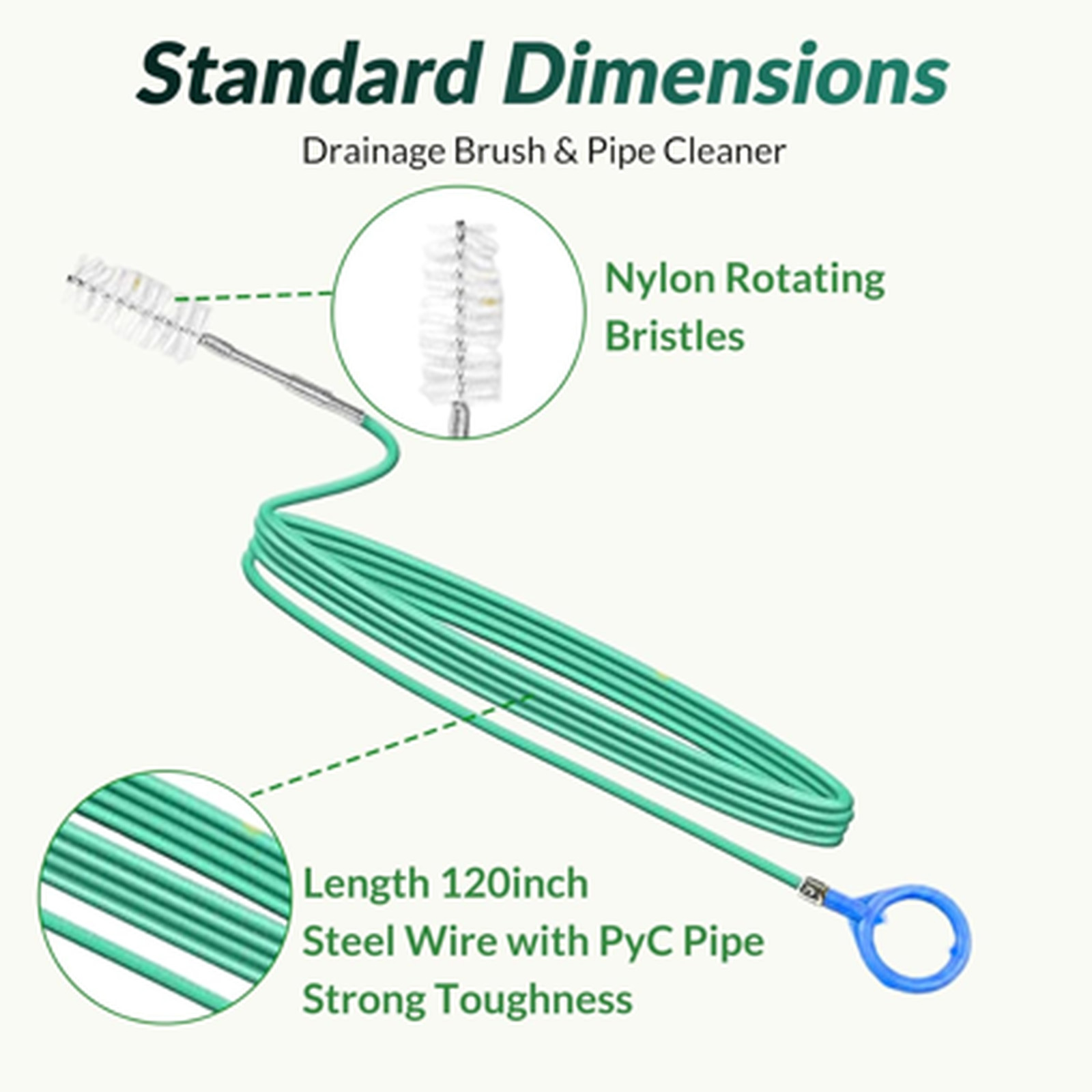 Auto Sunroof Cleaning Tool, 3Pcs Flexible 120 Inch Long Pipe Brush, 7.9 Inch