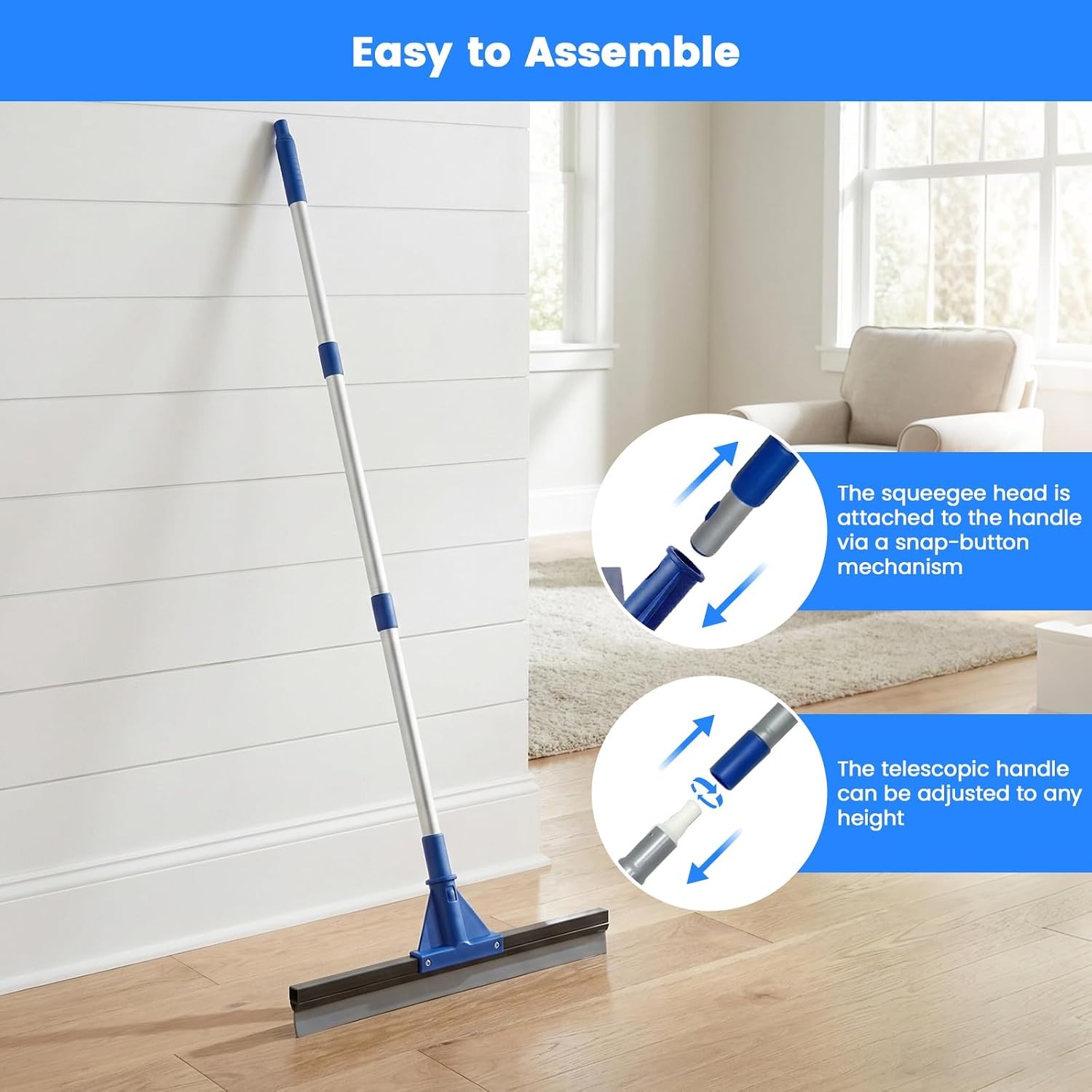 Floor Squeegee for Concrete Floor, 17.5″ Heavy Duty Squeegee Broom for Floor,