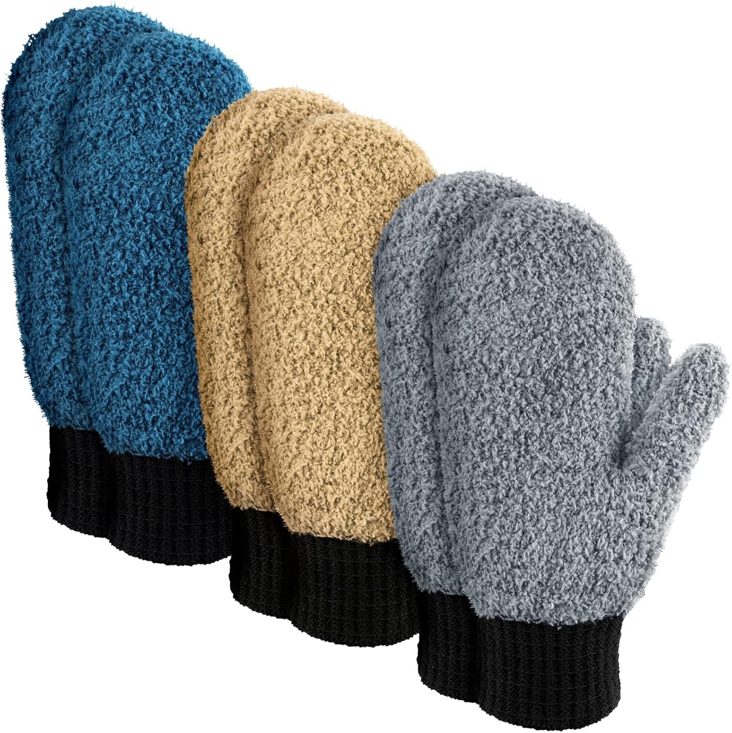 3 Pairs Microfiber Dust Mittens with Thumb Household Cleaning No Scrat