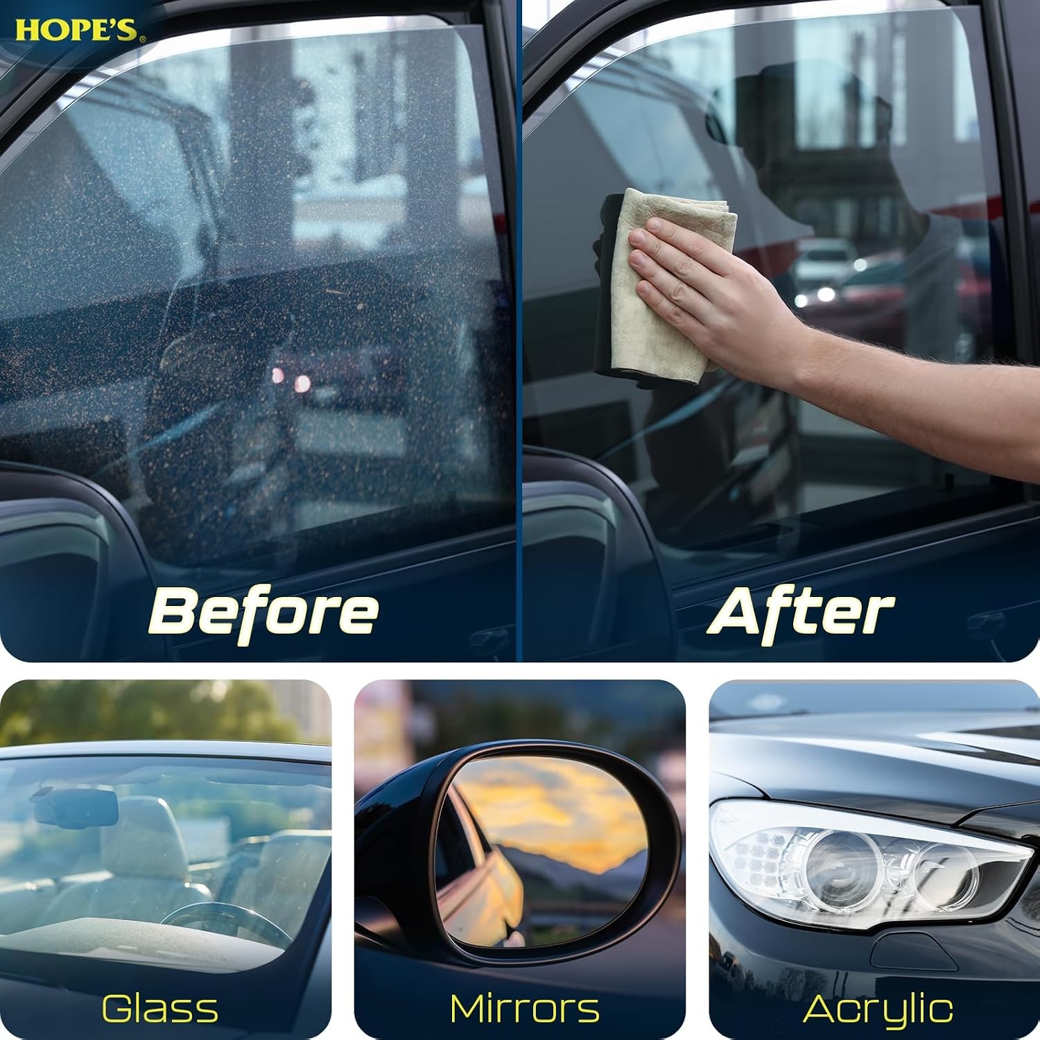 Streak-Free Tint Safe Glass Cleaner for Cars and Vehicles Auto Window Cleaner