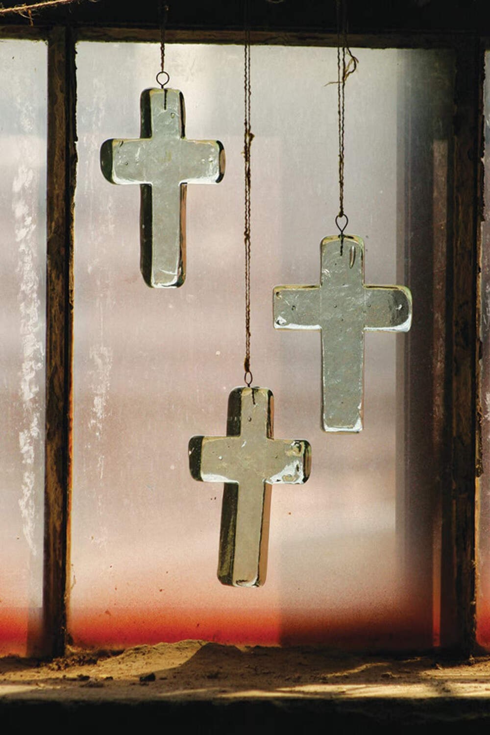 Recycled Glass Cross Suncatcher