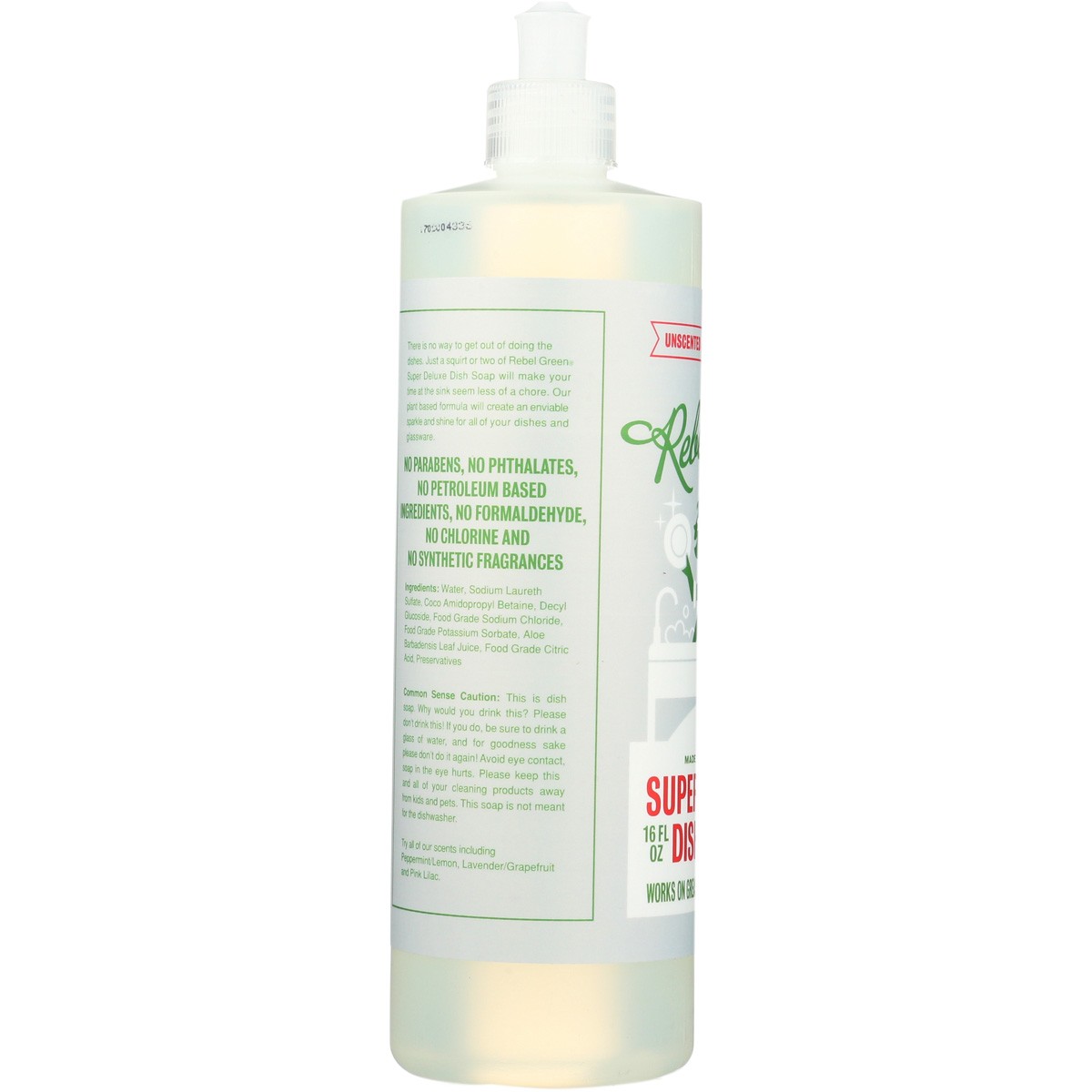 Rebel Green Unscented Super Deluxe Dish Soap 16 Oz Plant Based 4 Pack