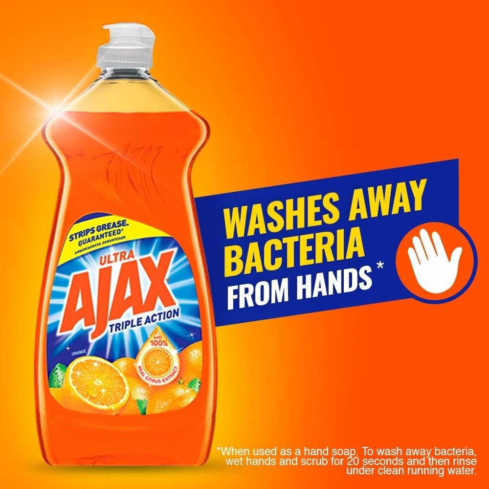 Ultra Liquid Dish Soap Orange Scent,Triple Action, Mess-Free, 52 fl oz Bottle