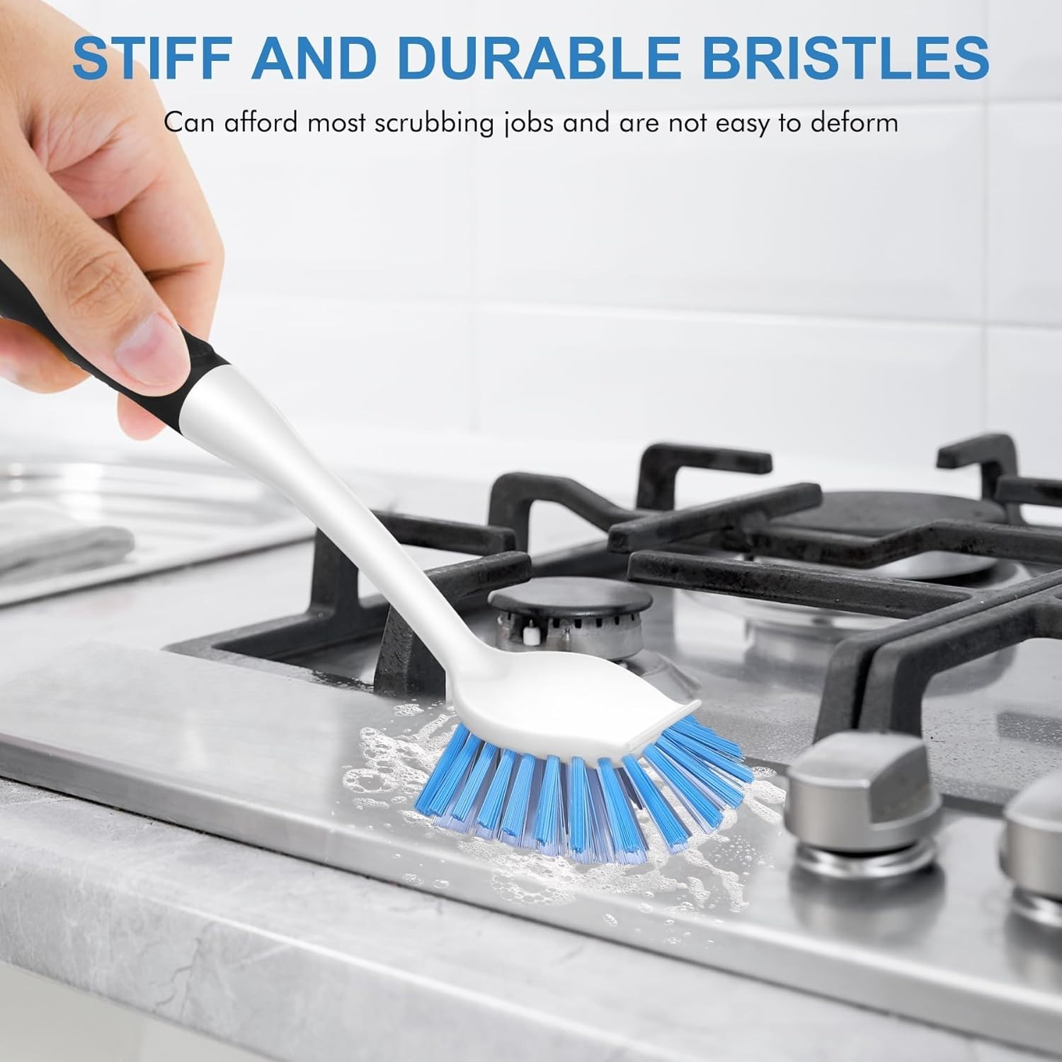 Durable 2 Pack Dish Scrubber with Non-Slip Handle – Perfect for Dishes & Pots
