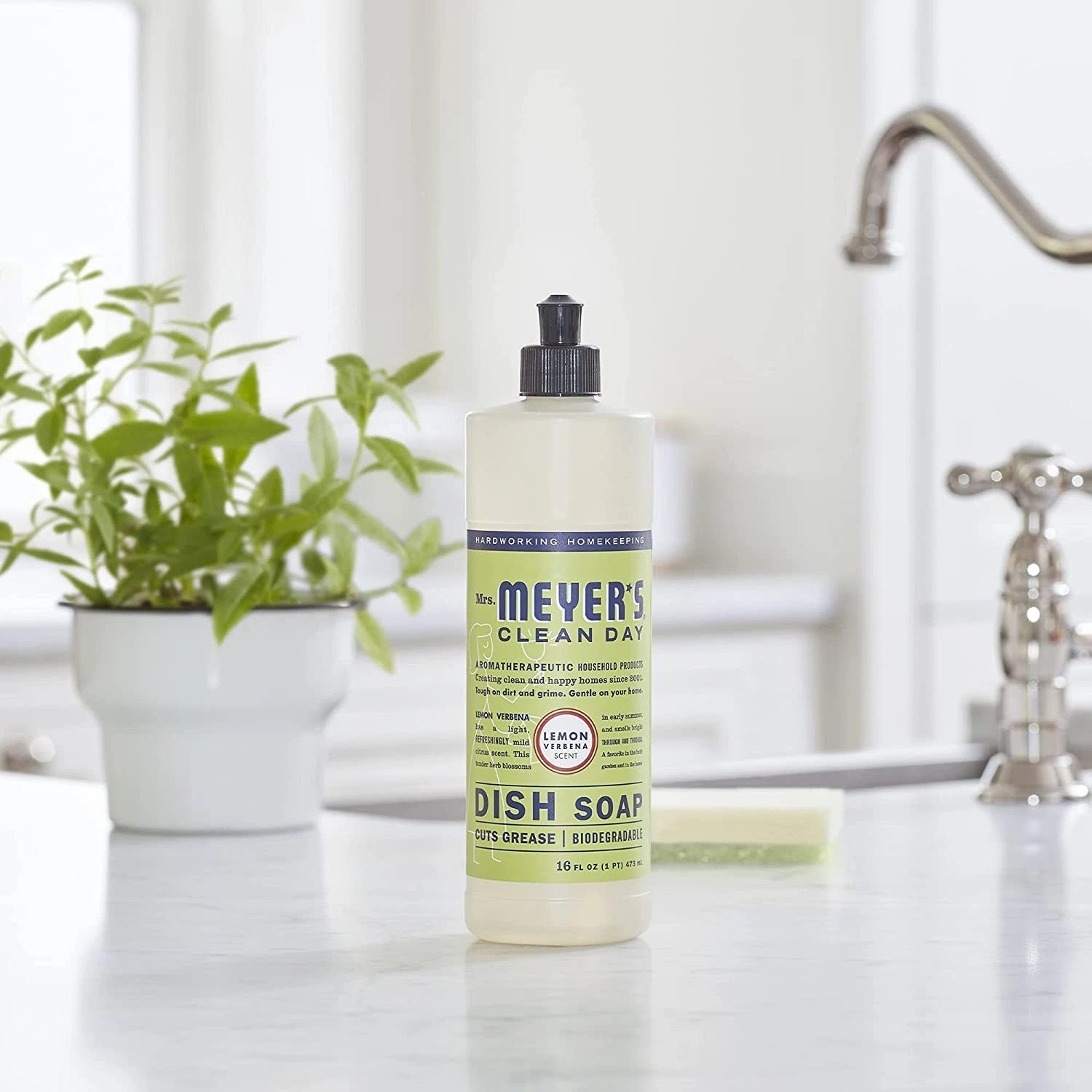 MRS. MEYER’S CLEAN DAY Liquid Dish Soap, Biodegradable Formula, Lemon Verbena, 1