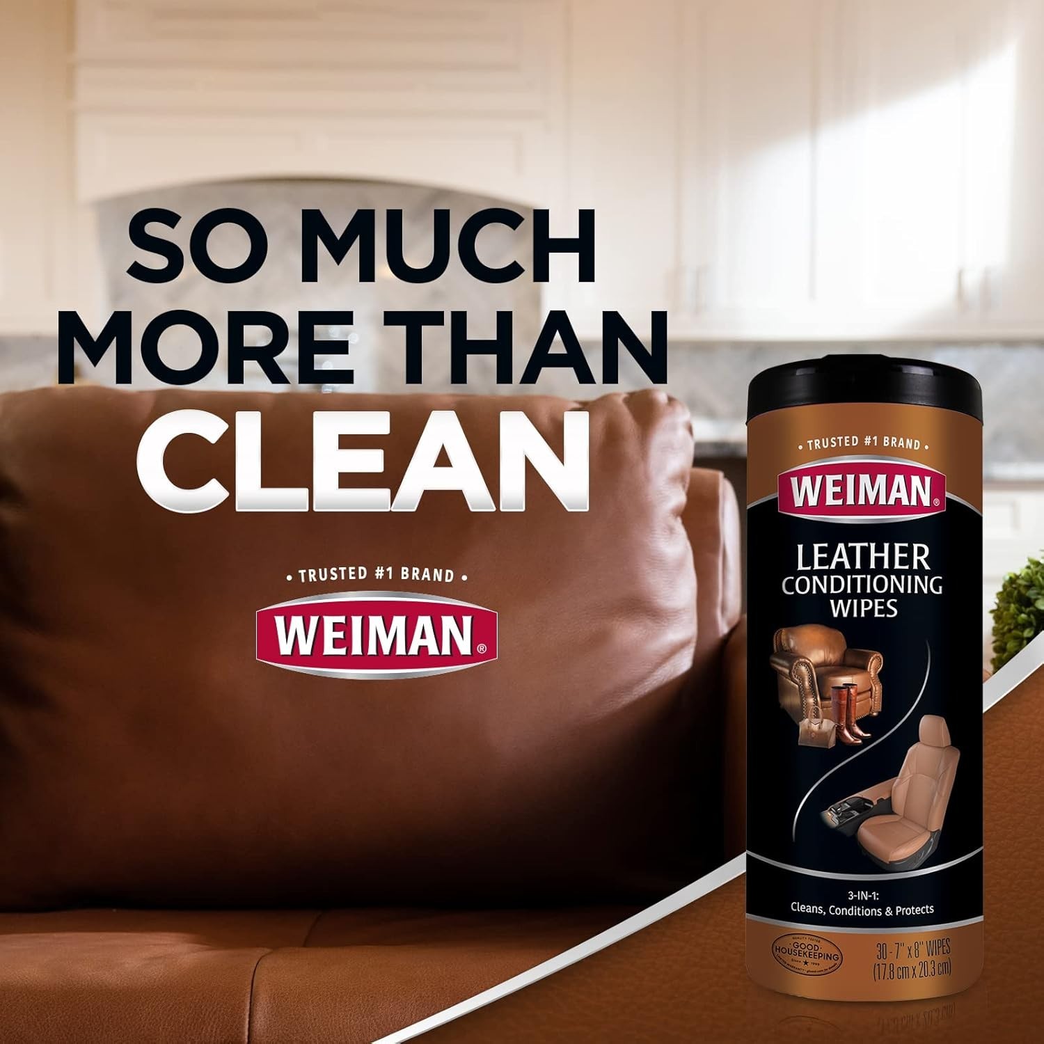 Luxurious Leather Cleaner & Conditioner Wipes – Enhances, Protects, 2 Pack of 60