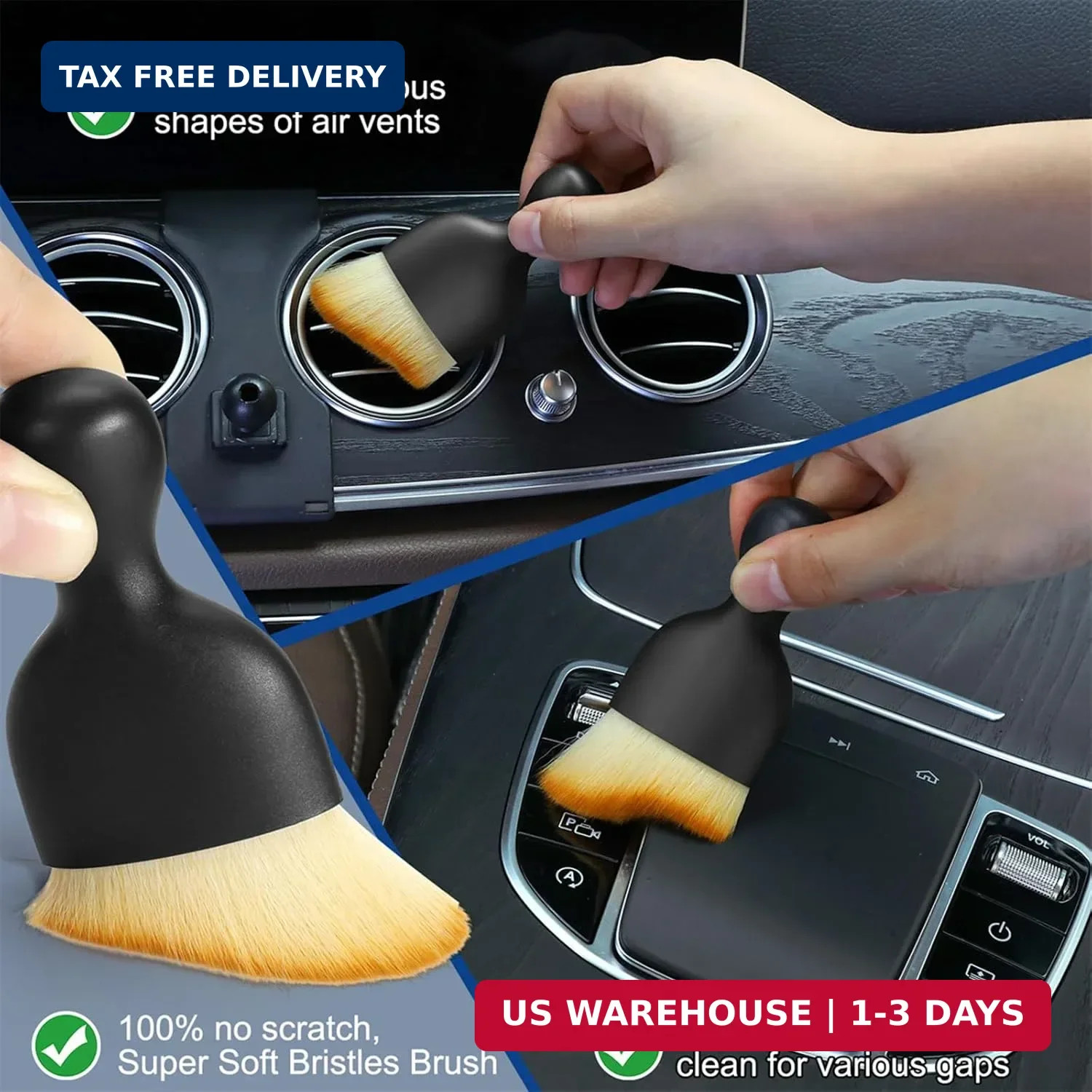 Fitosy Car Interior Duster Detail Brush Cleaning Gel Kit, Soft Dash Vent Dusting