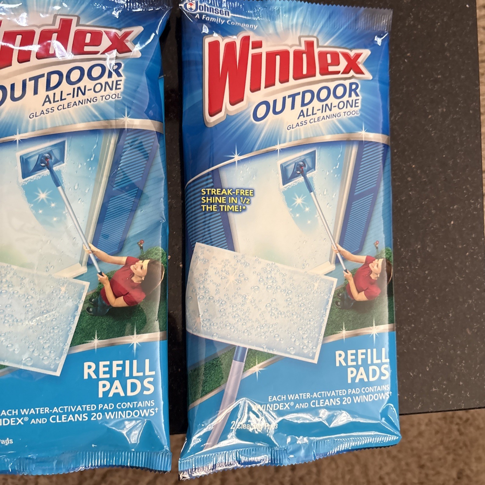 NEW 3 Windex Outdoor Glass Cleaning Pad Refills 6 Pads Total Sealed Discontined