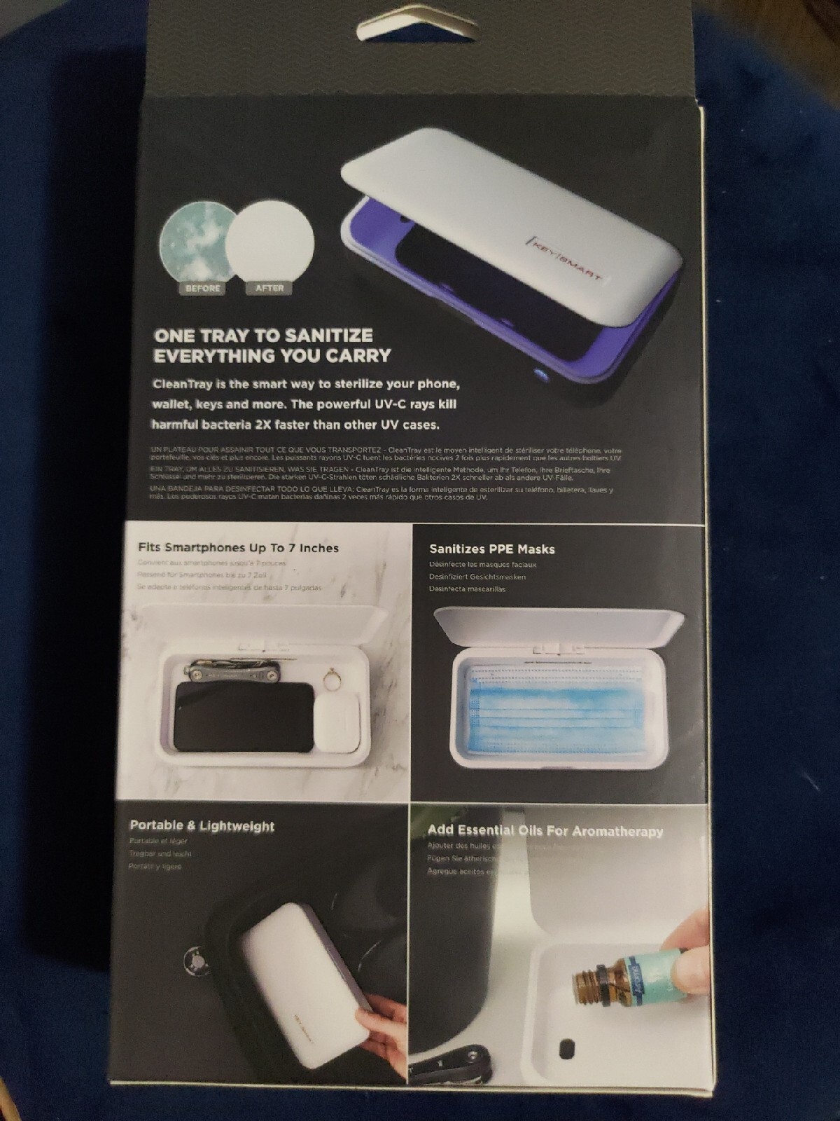 NEW KeySmart CleanTray UV Sterilization Case White w. Aromatherapy UV-C