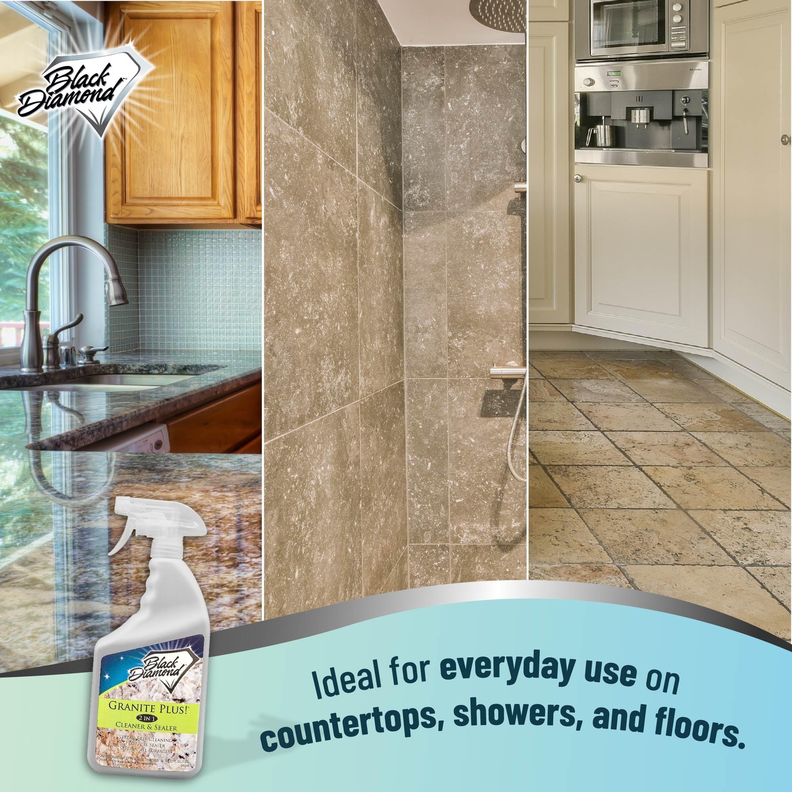 Granite Plus 2 in 1 Cleaner & Sealer for Granite Marble Travertine Ready to