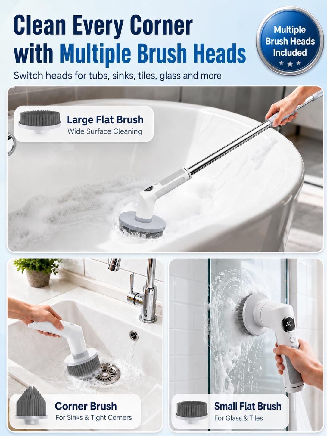 Electric Spin Scrubber, 2026 Electric Scrubber for Cleaning 4000mAh 2 Speed S…