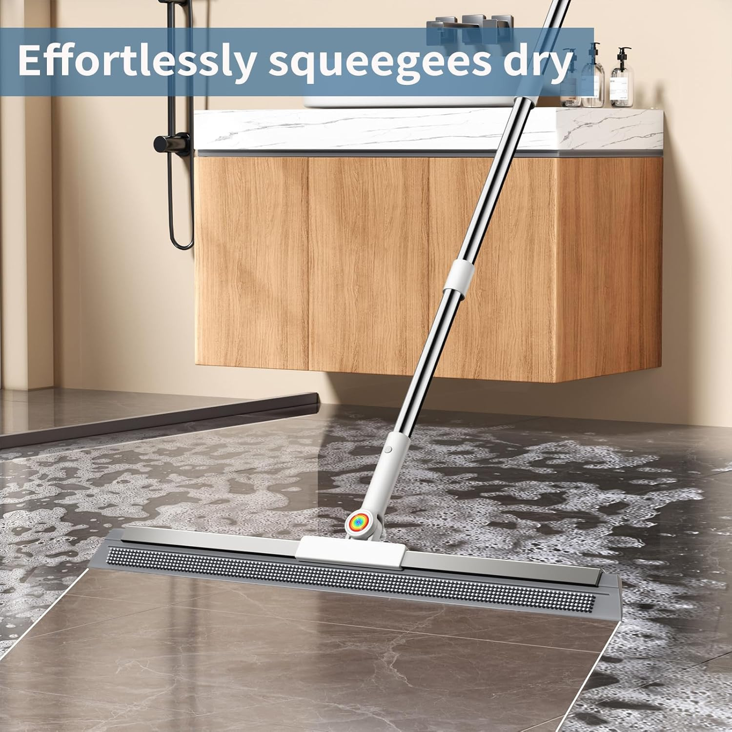 Floor Squeegee for Concrete Floor, Squeegee for Floor with 180° Rotating Head &