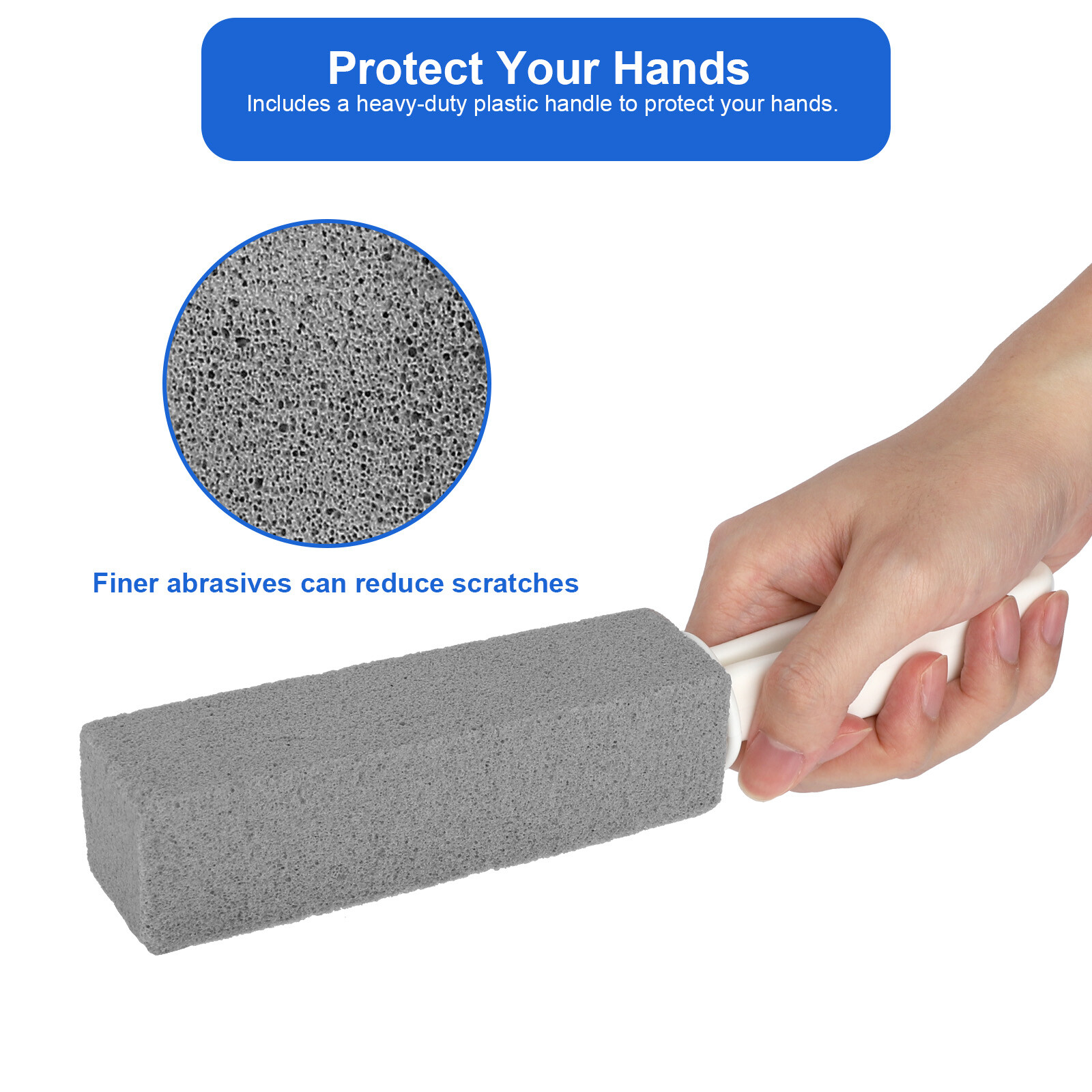 2 Pcs Heavy Duty Handle Pumice Stone Cleaner Toilet Scouring Stain Remover Tools