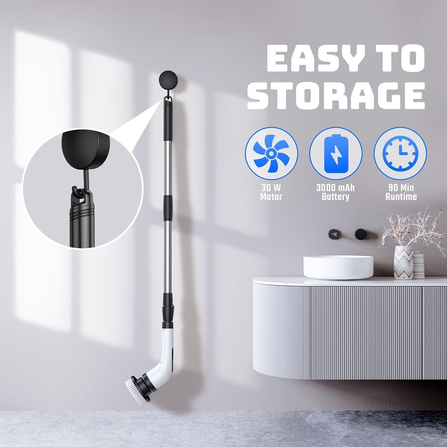 Electric Spin Scrubber for Bathroom: Shower Scrubber with Long Handle, Dual S…