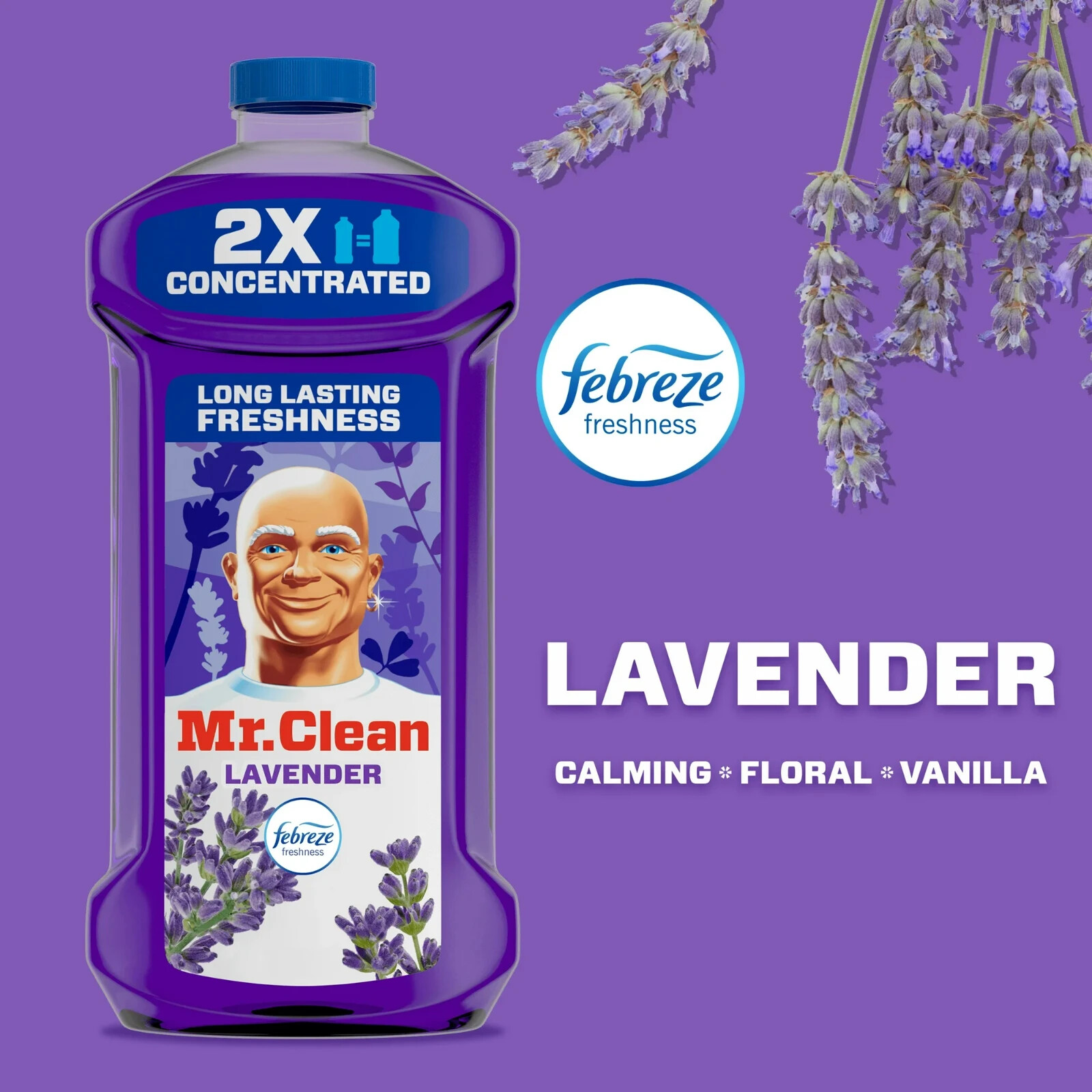 Mr. Clean 2X Concentrated Multi Surface Cleaner Lavender Febreze Grease 64 oz
