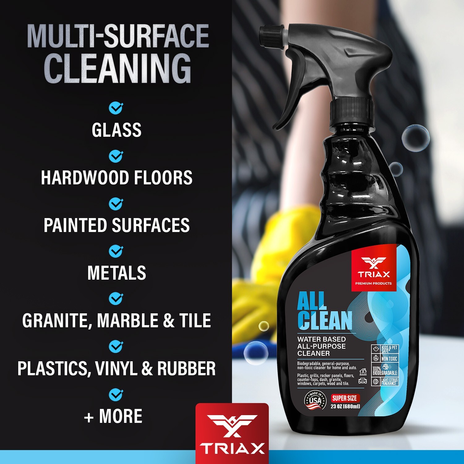 TRIAX All-Clean Professional Grade, Multi-Purpose, Non-Toxic Cleaner (1 Gallon)