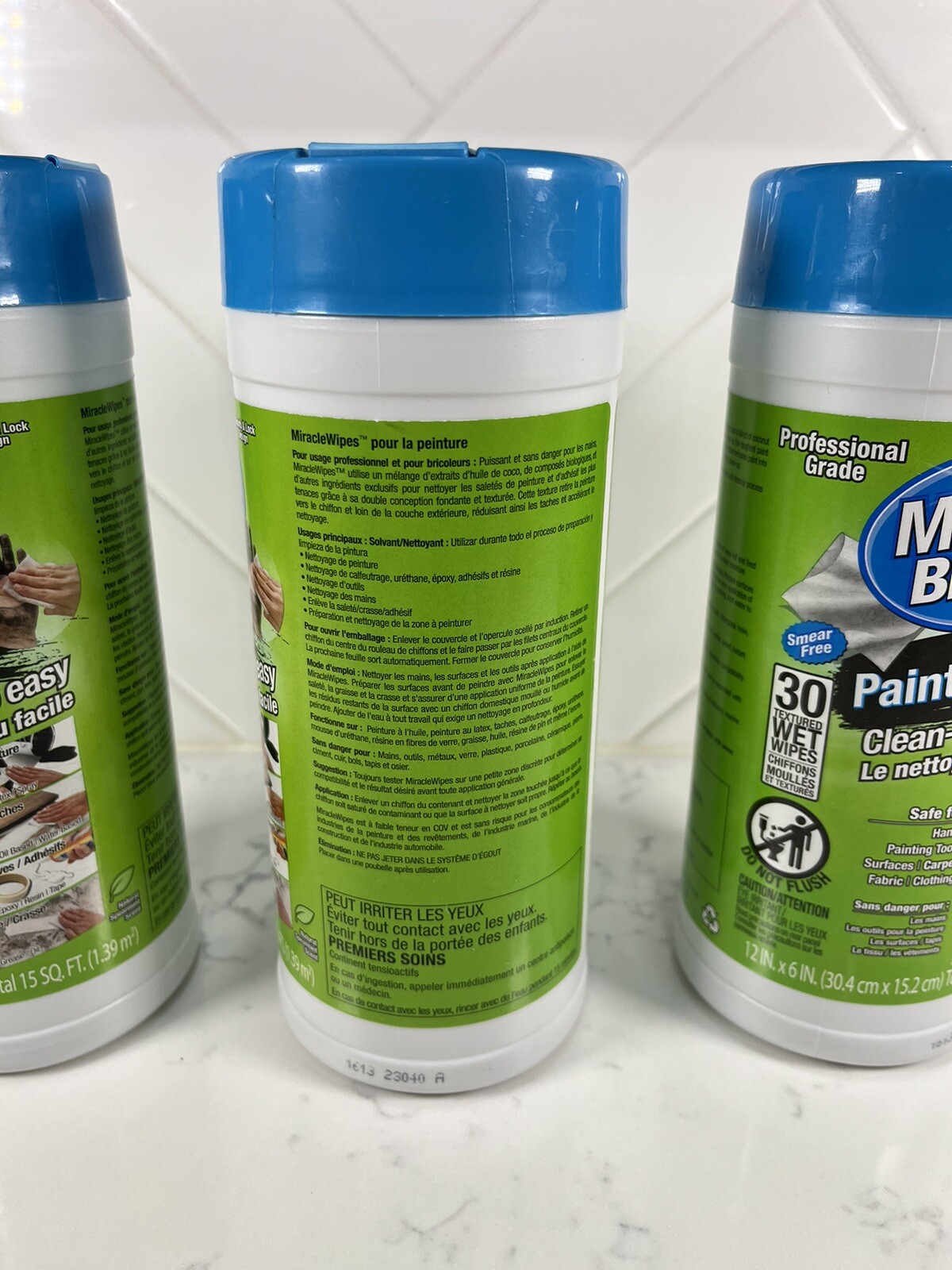 Lot of 3 Miracle Wipes for Paint Textured Wet Wipes 30 Ct- 12″ x 6″ Per Package