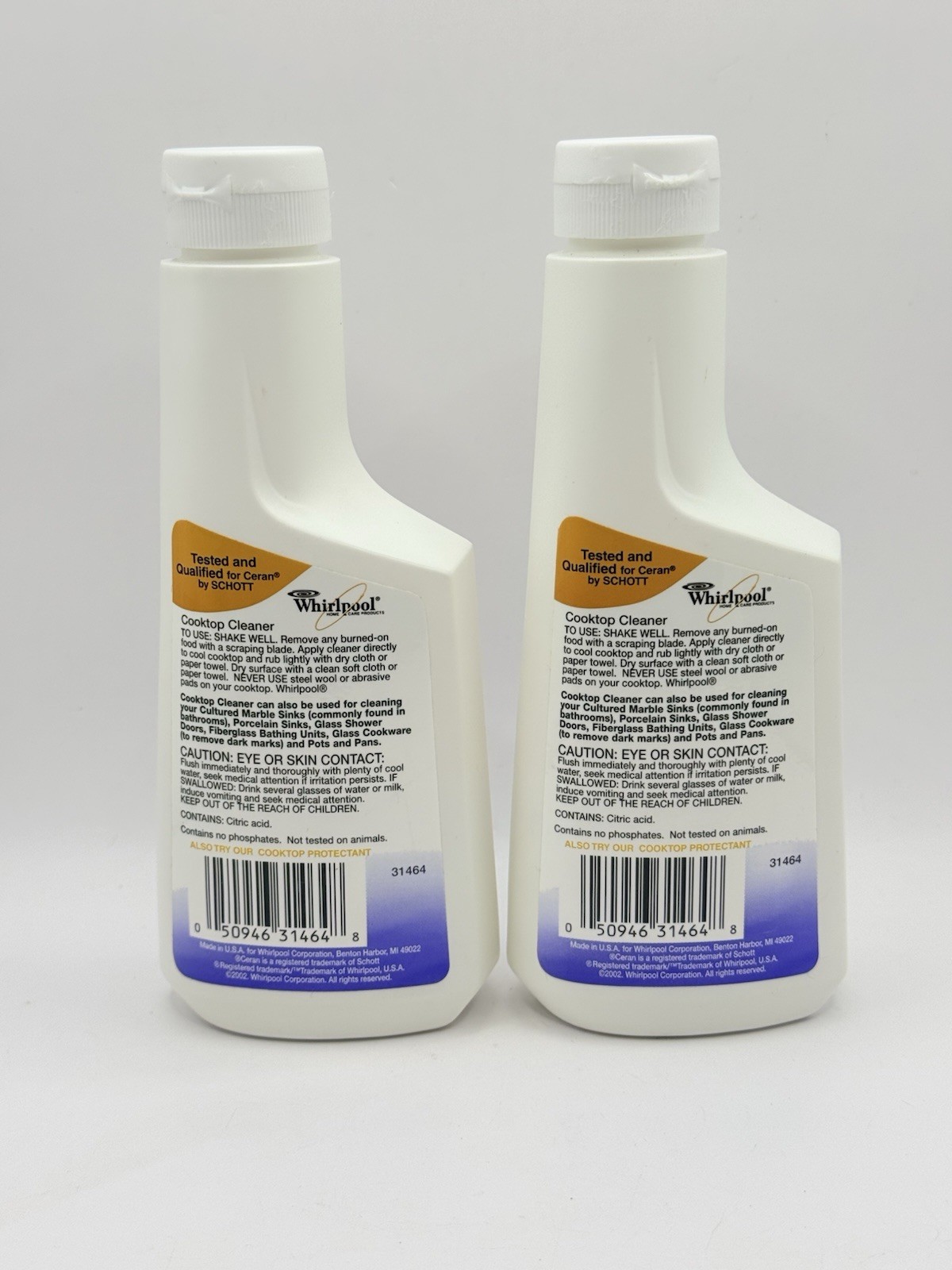 2-Pack Whirlpool Cooktop Cleaner Polish Marble Glass Vintage 2002 Original OEM