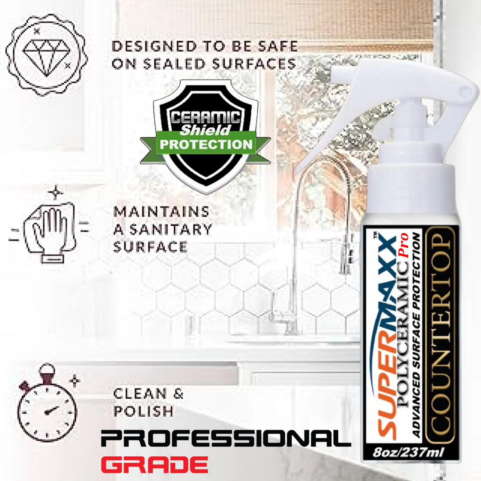 KITCHEN COUNTERTOP TILE MARBLE STAINLESS STEEL ALL SURFACE COATING & SEALER
