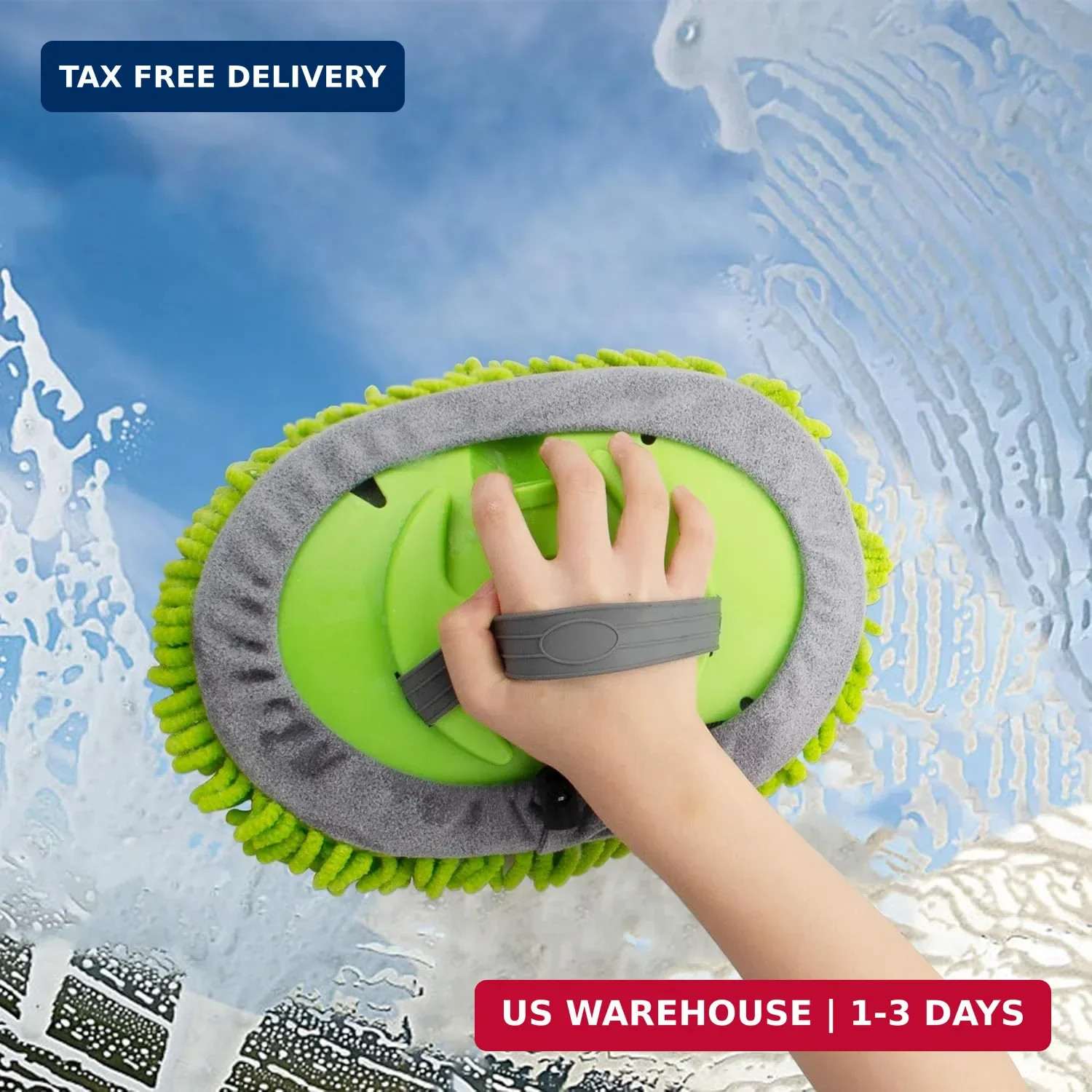anngrowy 62″ Microfiber Car Wash Brush Mop Kit Mitt Sponge with Long Handle Car