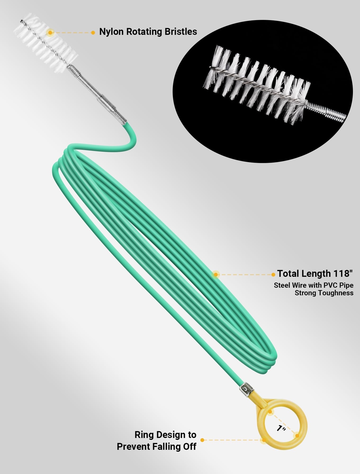 Upgraded Auto Sunroof Cleaning Tool, Long 120 Inch Flexible Drain Brush for Car