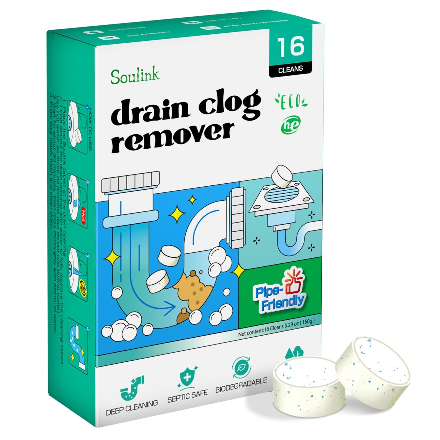 Drain Clog – 16 Pack Powerful Sink Drain Cleaner