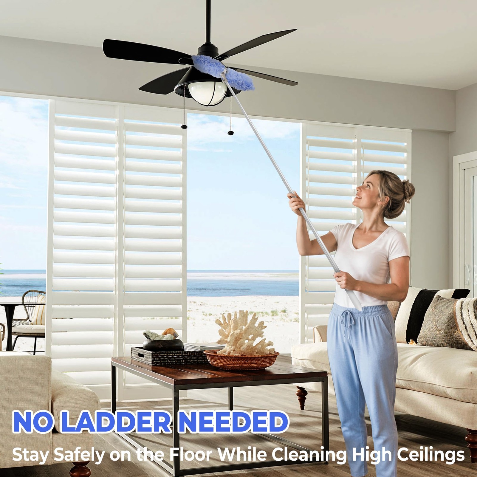 Duster Extended Handle & Long Duster, with Swiffer, 65.7″ Stainless Steel Ext…