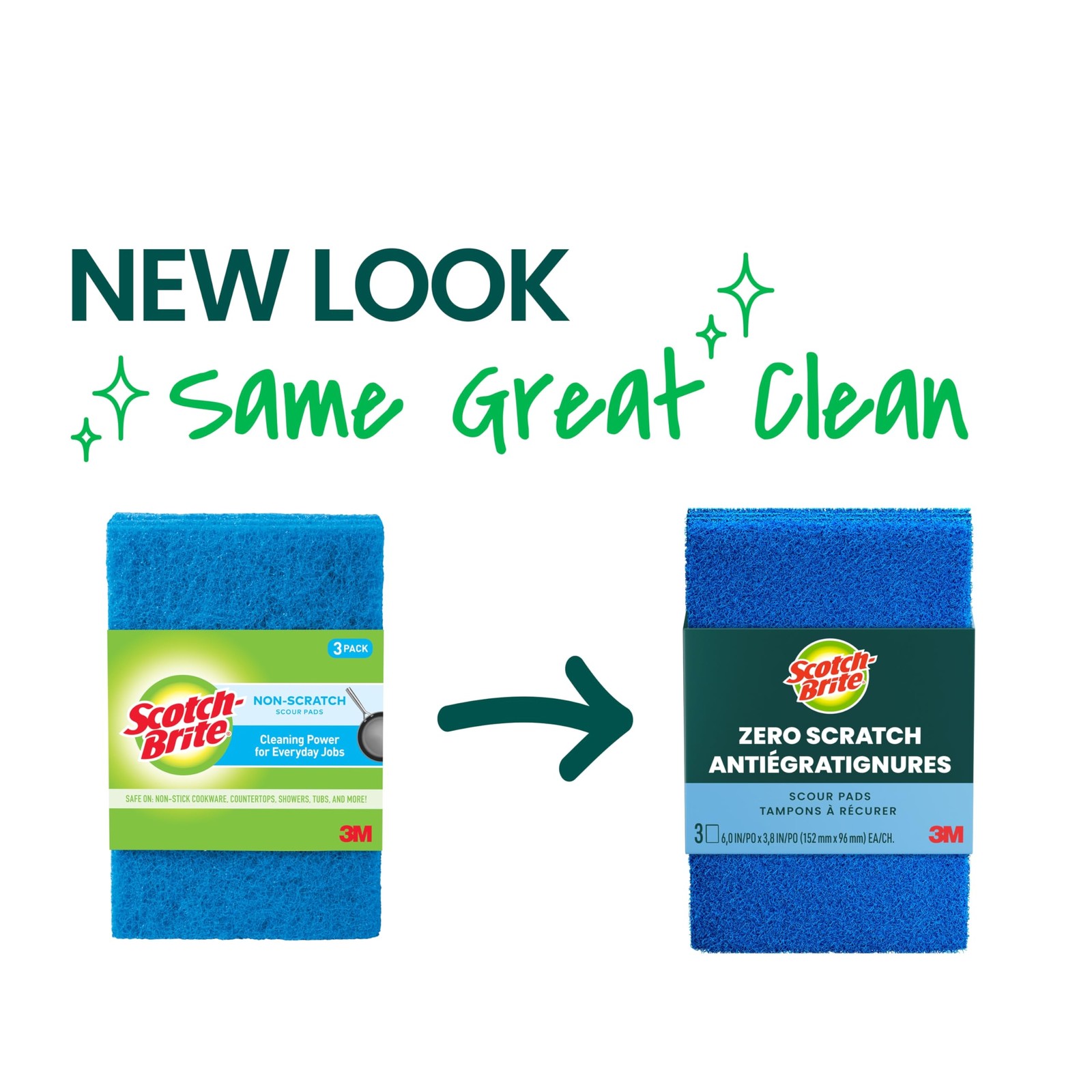Scotch-Brite Non-Scratch Scour Pads, 3 Pads