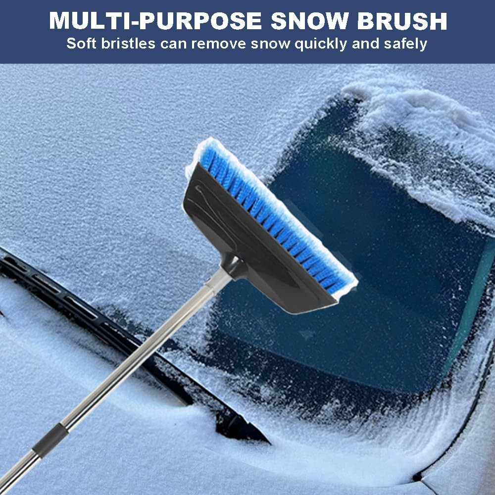 NAVAPAL 52″ Car Wash Brush with Long Handle | Built-in Rubber Squeegee & Rubb…
