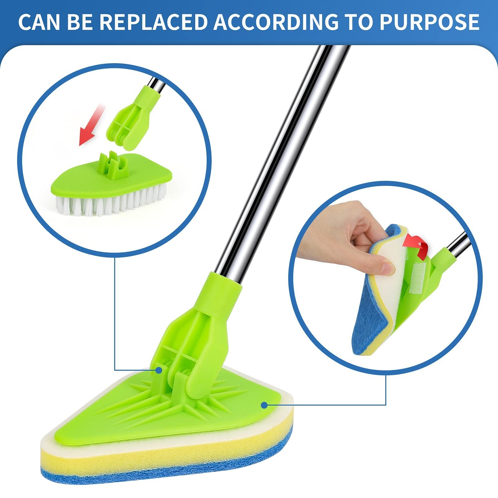 2 in 1 Scrub Cleaning Brush with 37” Long Extendable Handle,1 Stiff Bristle