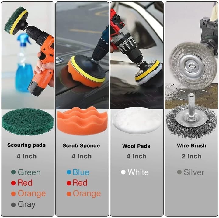 30 Pack All Purpose Drill Brush Attachment for Bathroom Grout Floor Tub Shower