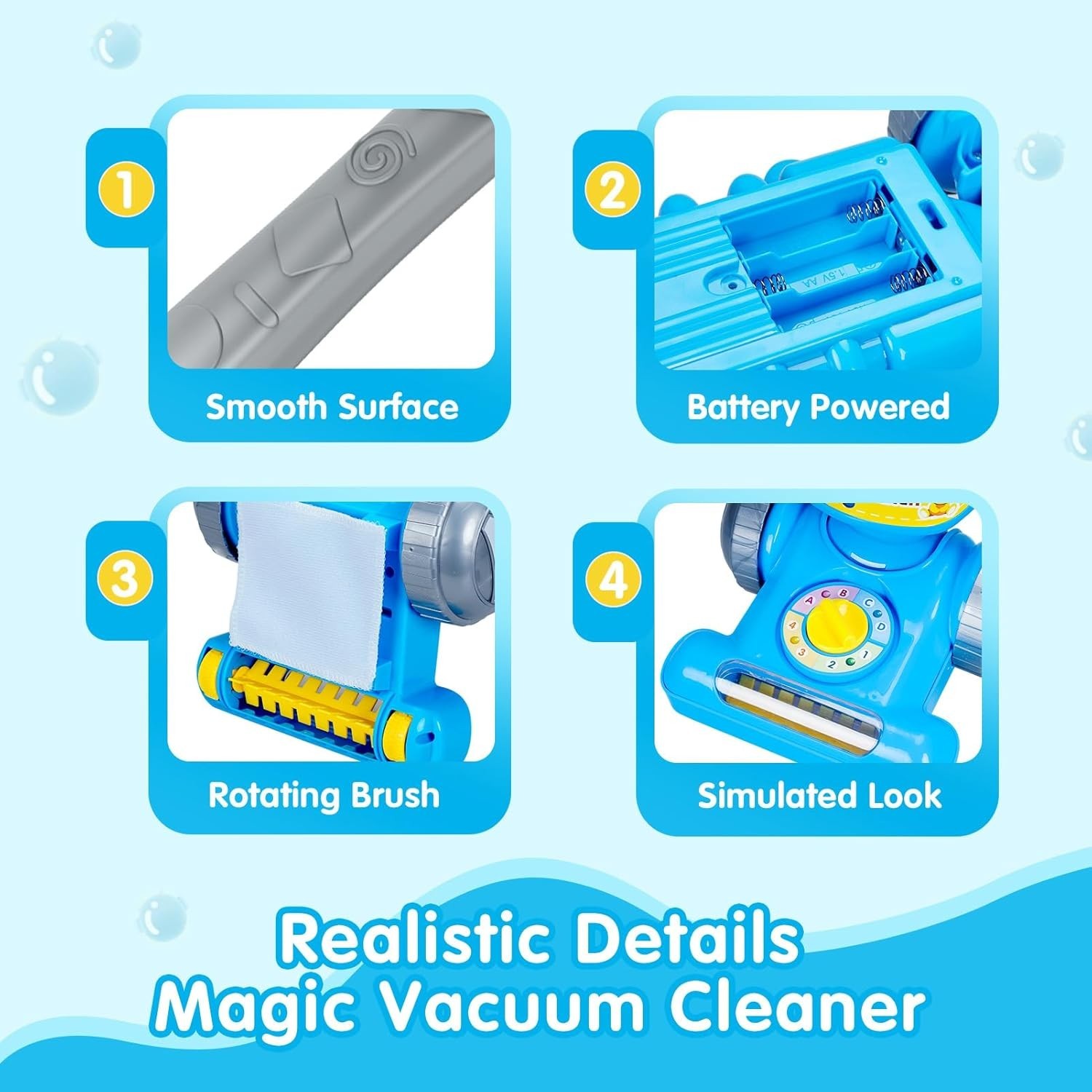 Toddler Toy Vacuum Cleaner with Lights and Sounds Pretend Play for Kids 1-5