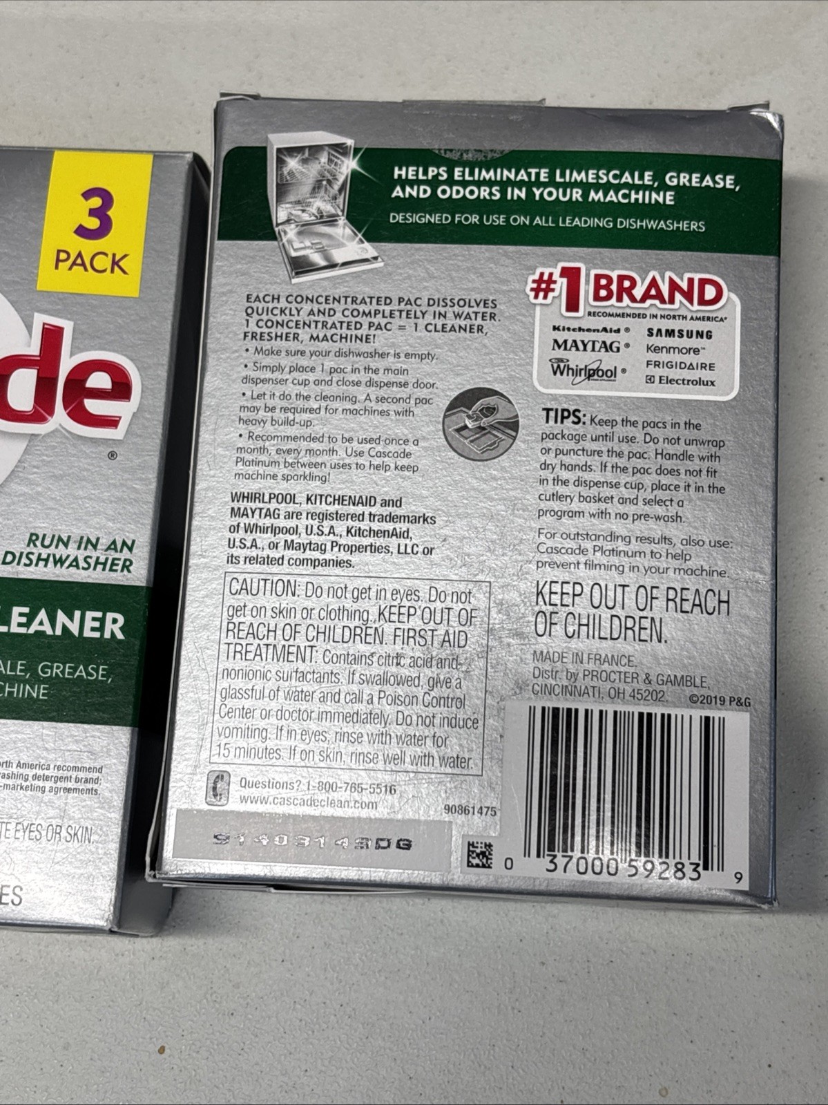 Cascade Platinum Dishwasher Cleaner, 3 count 2 Boxes